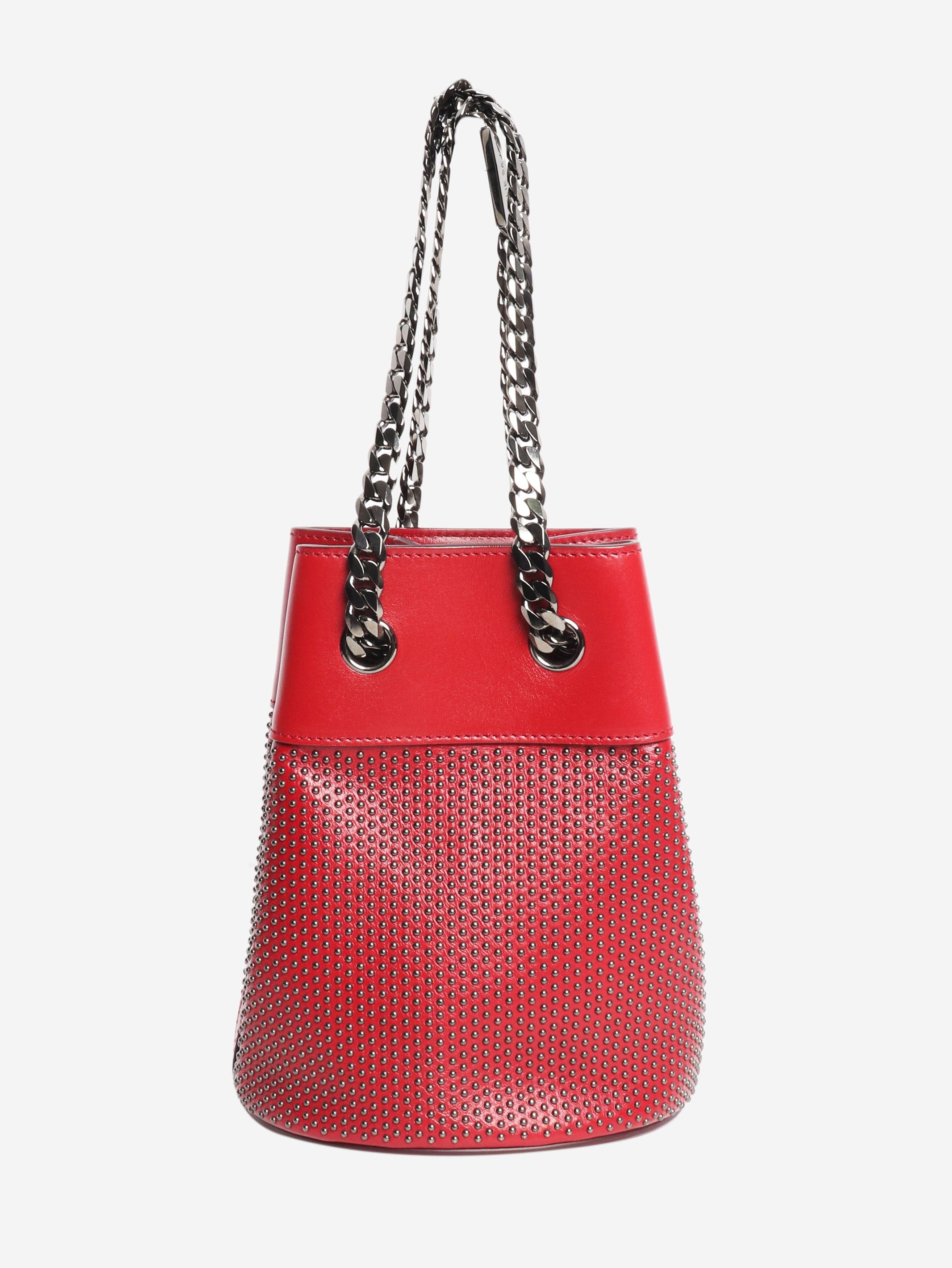 Elie Saab Red leather studded mini bucket bag Size ONE SIZE - 3 Thumbnail