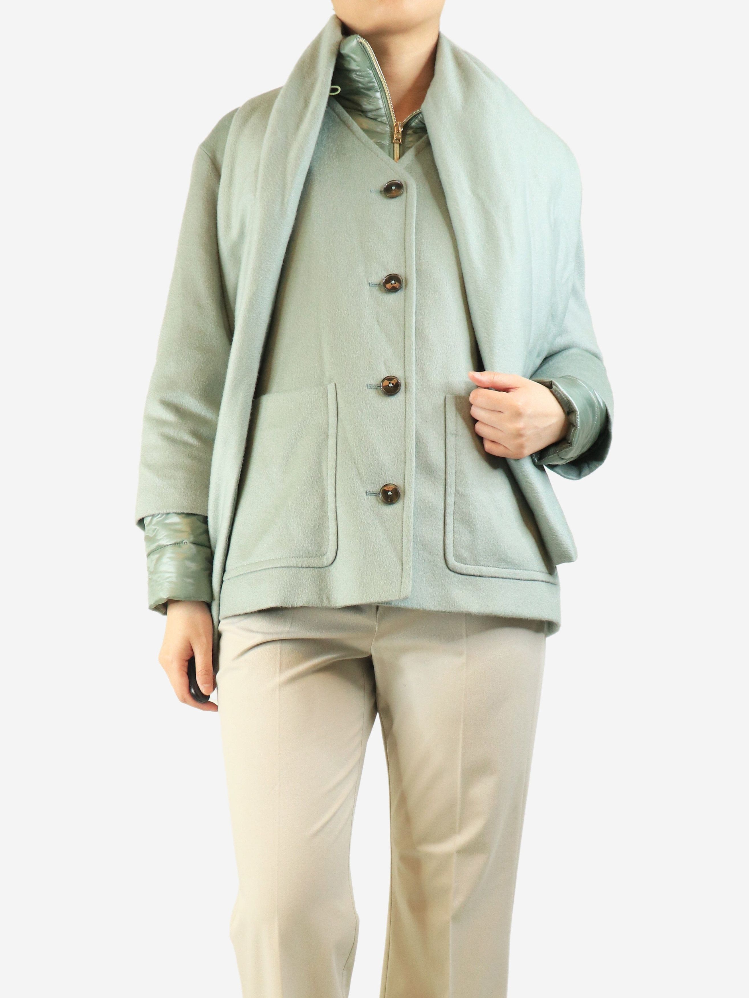 Herno Sage green cashmere puffer-lined jacket - UK 10 Size M / US 6-8 / IT 42-44 - 3 Thumbnail