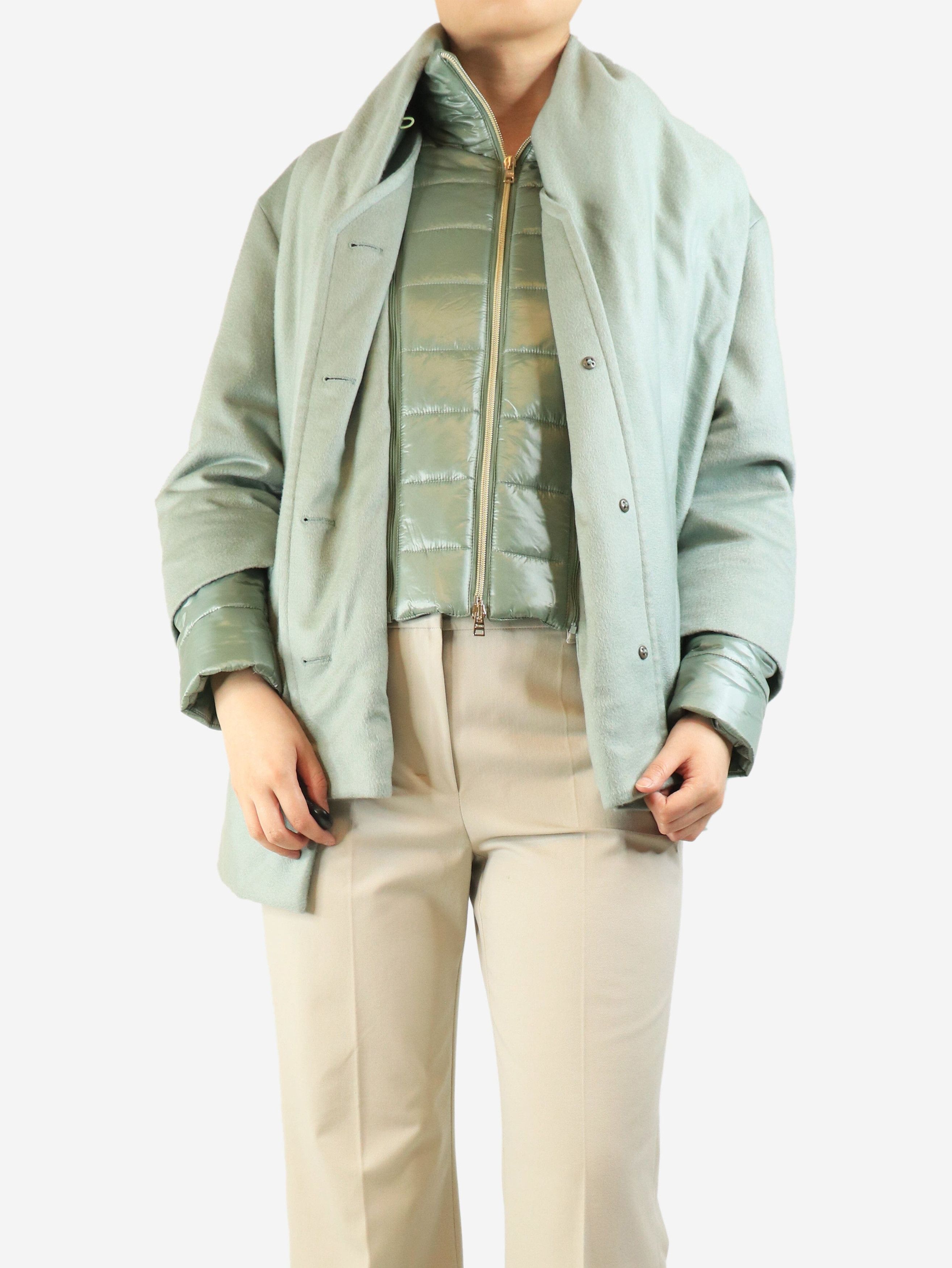 Herno Sage green cashmere puffer-lined jacket - UK 10 Size M / US 6-8 / IT 42-44 - 4 Thumbnail