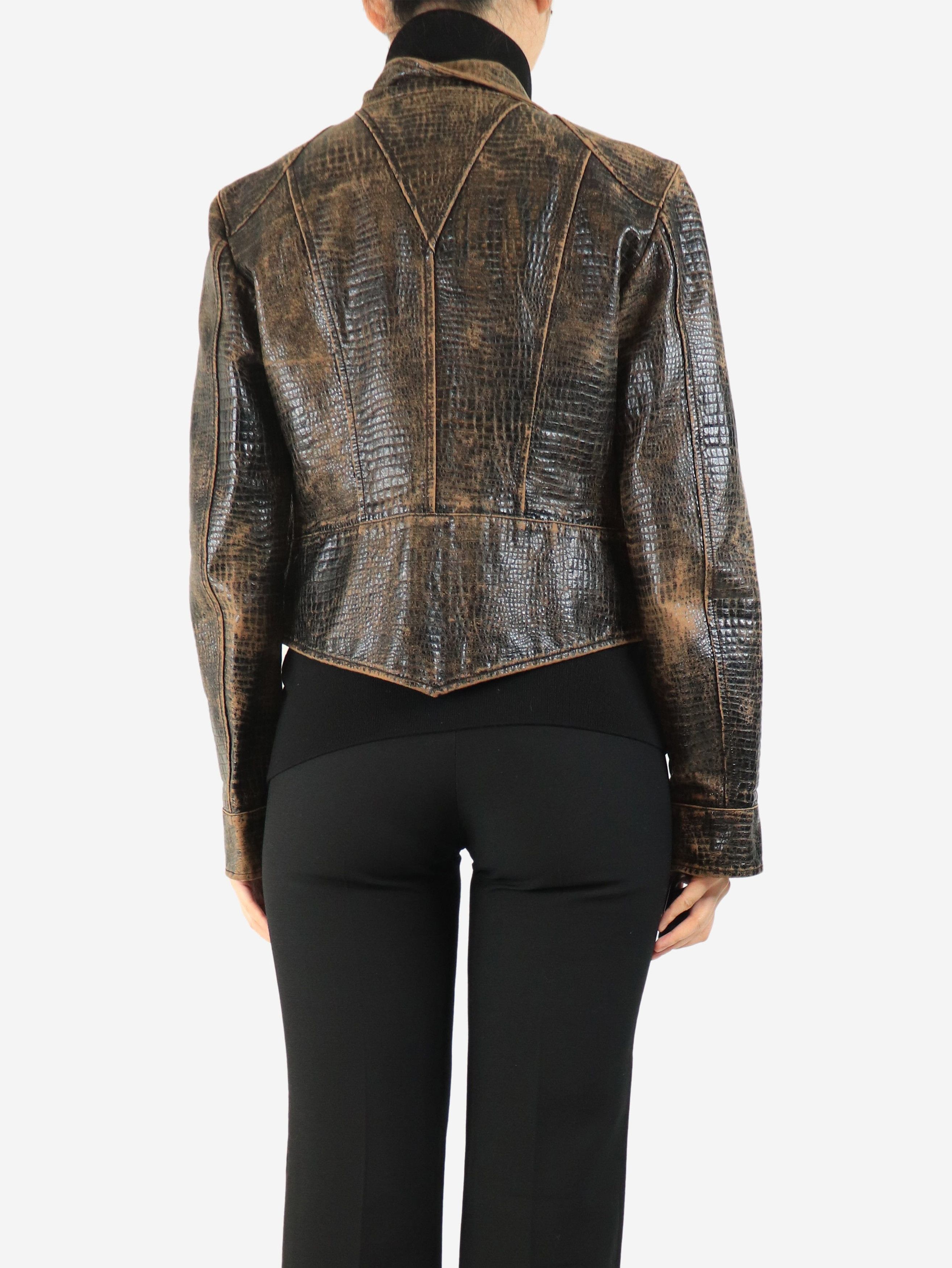 Other Brown vintage 2003 distressed faux-leather jacket - UK 16 Size XL / US 12-14 / IT 48-50 - 2 Thumbnail