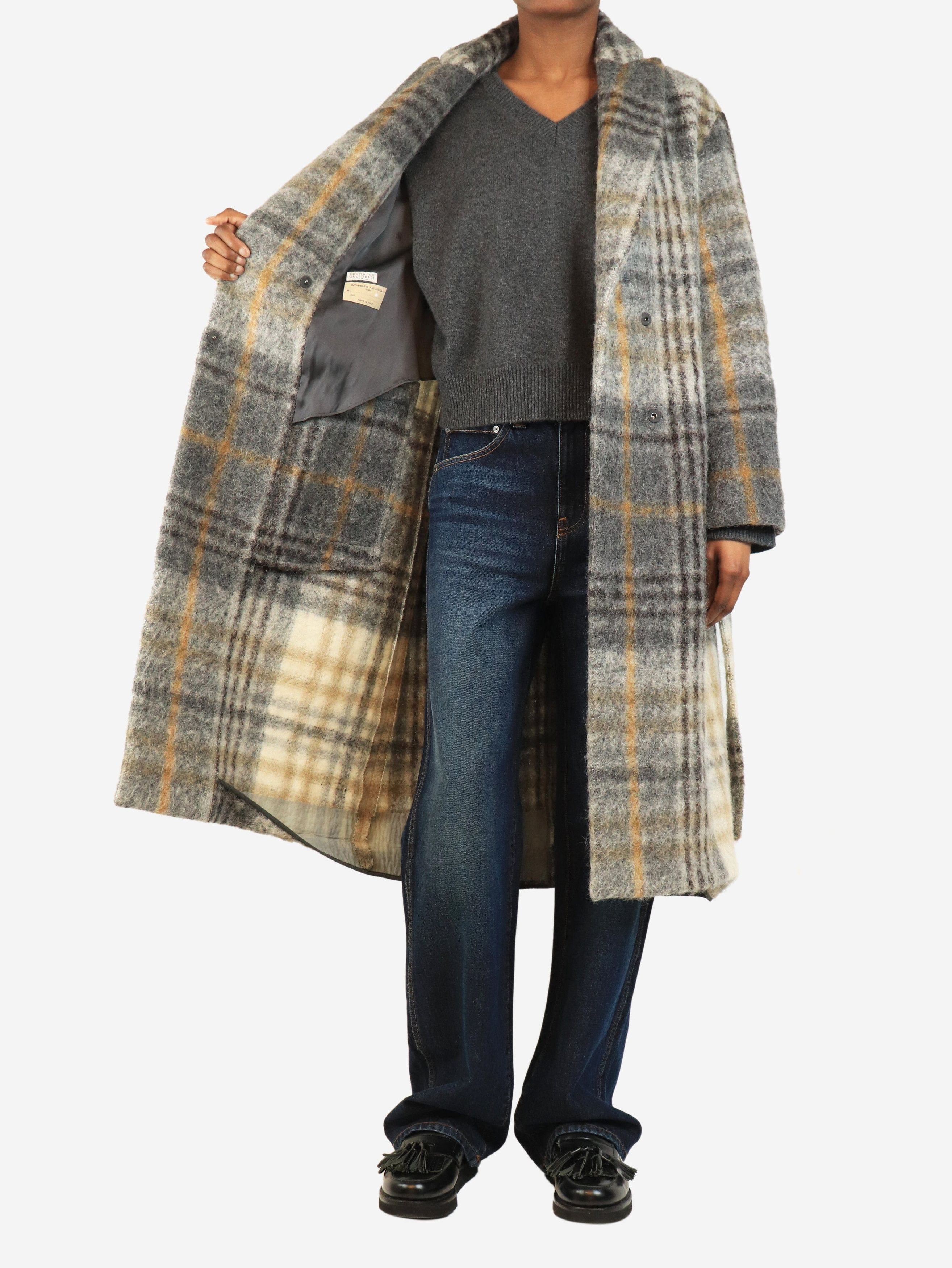Brunello Cucinelli Grey alpaca blend check coat - UK 6 Size XS / US 0-2 / IT 36-38 - 5 Thumbnail