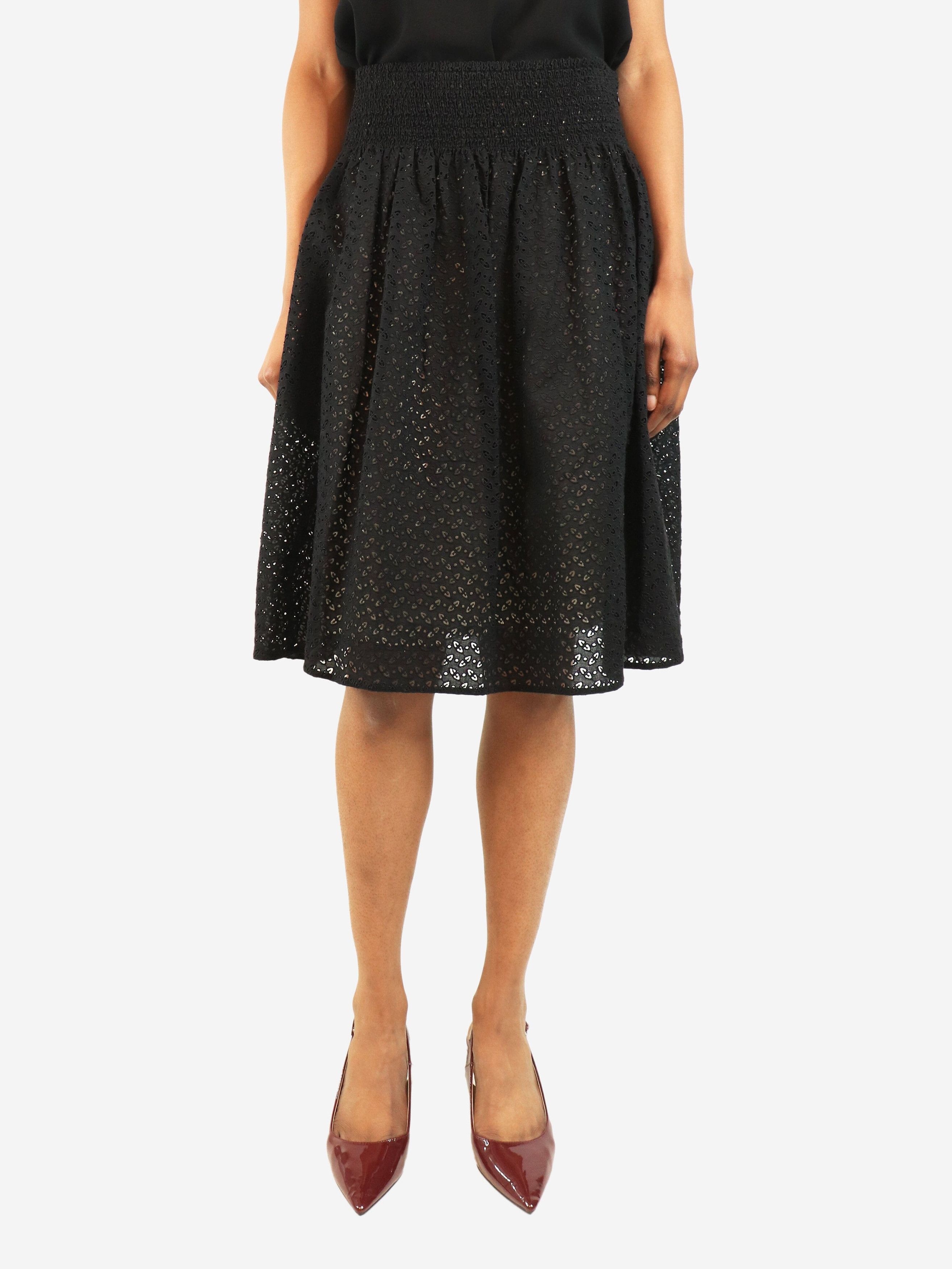 Prada Brown broderie anglaise midi skirt - UK 6 Size 26" / US 2 / IT 38 - 2 Thumbnail