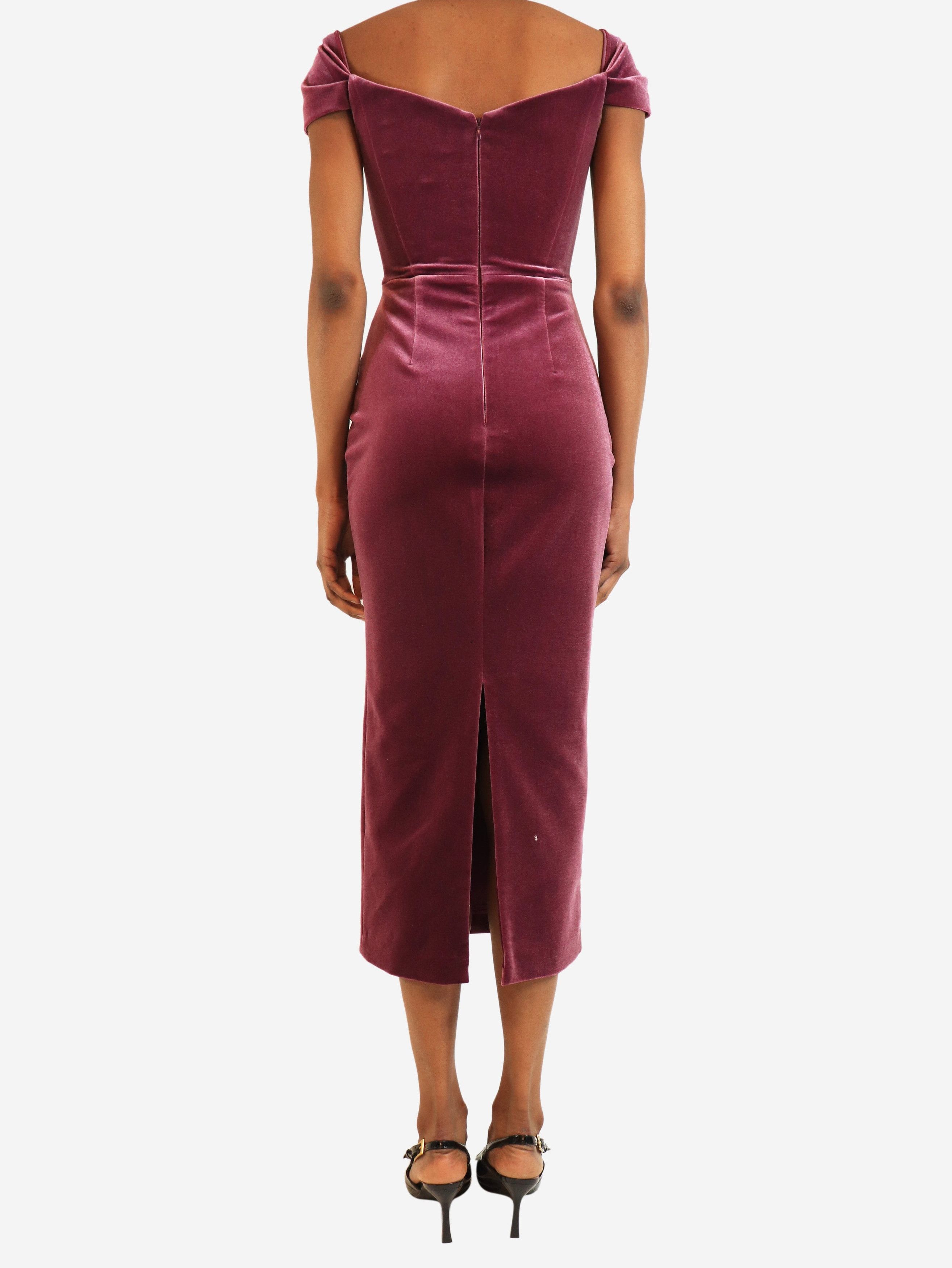Alex Perry Purple velvet midi dress - UK 6 Size XS / US 0-2 / IT 36-38 - 2 Thumbnail