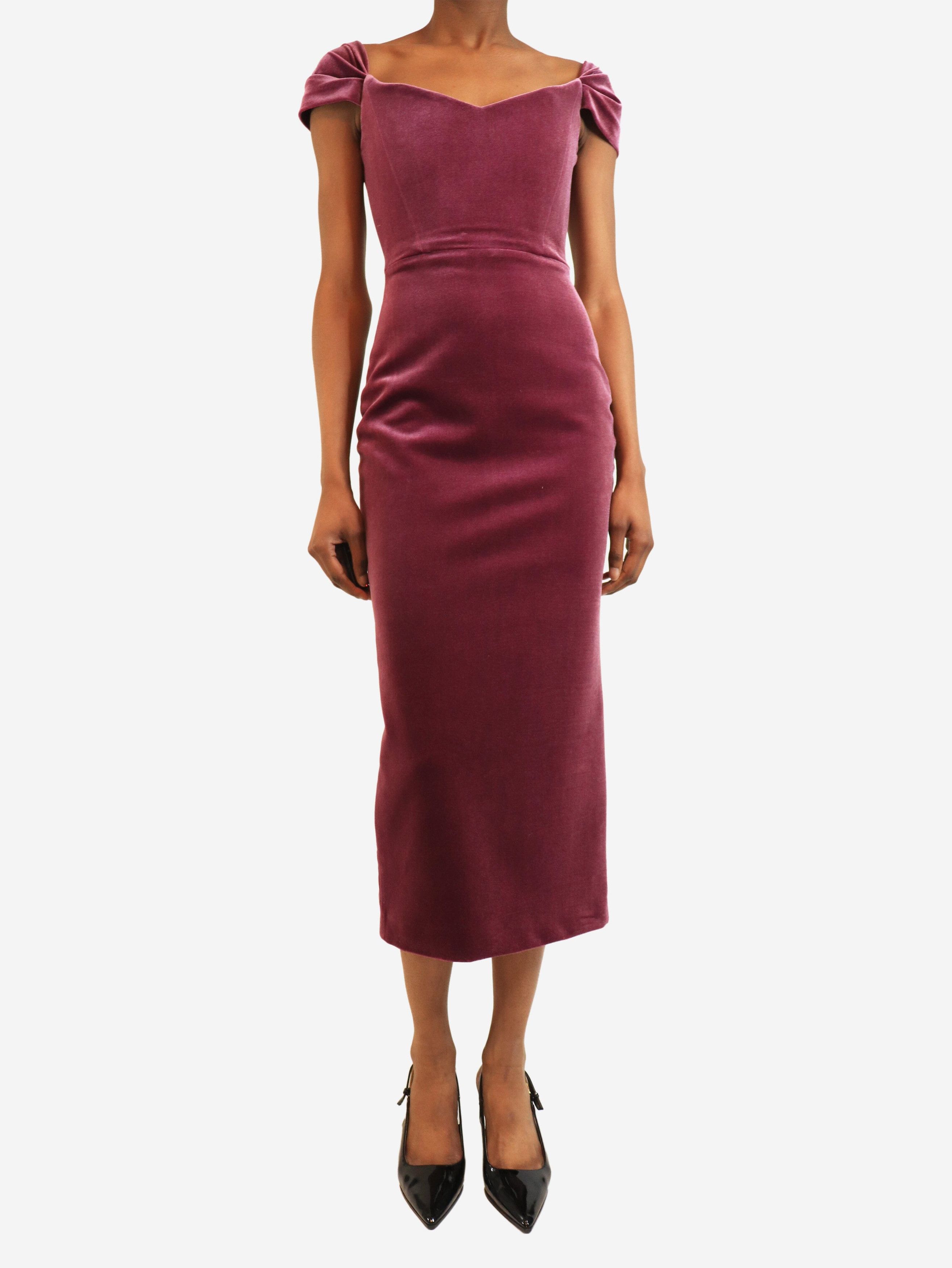 Alex Perry Purple velvet midi dress - UK 6 Size XS / US 0-2 / IT 36-38 - 3 Thumbnail
