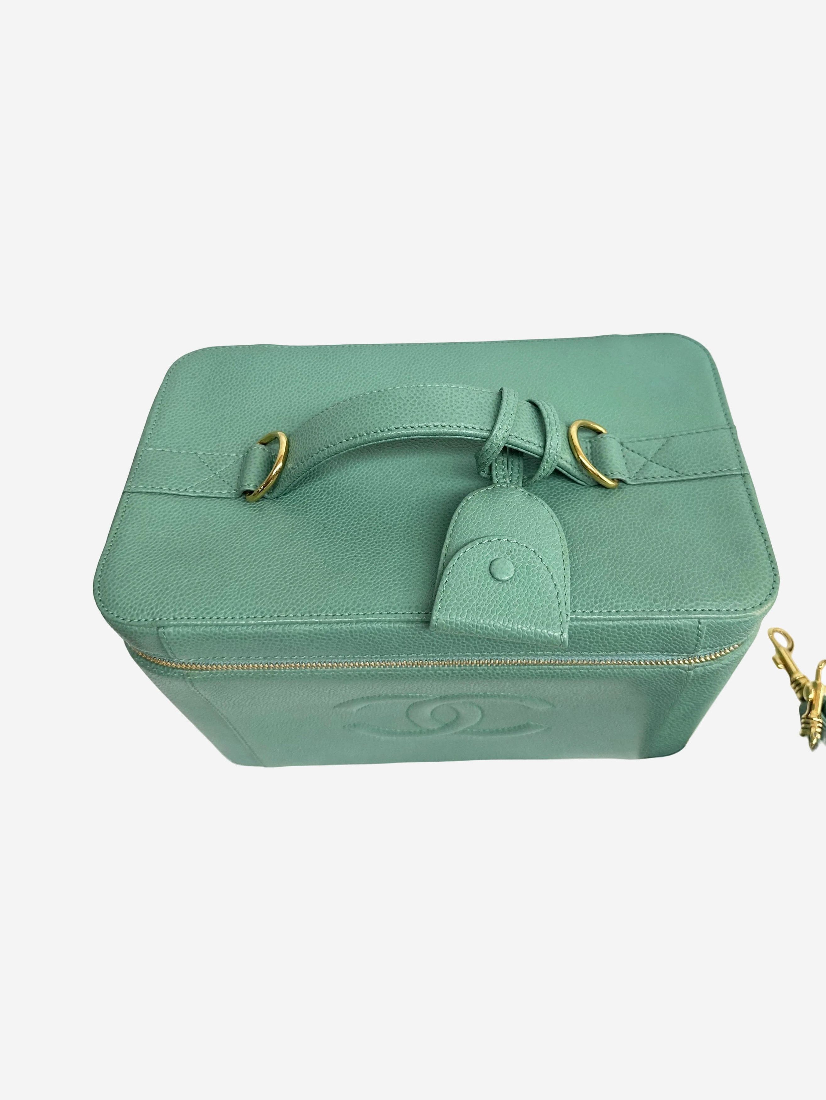 Chanel Teal vintage 1997 caviar 2way vanity bag Size ONE SIZE - 3 Thumbnail