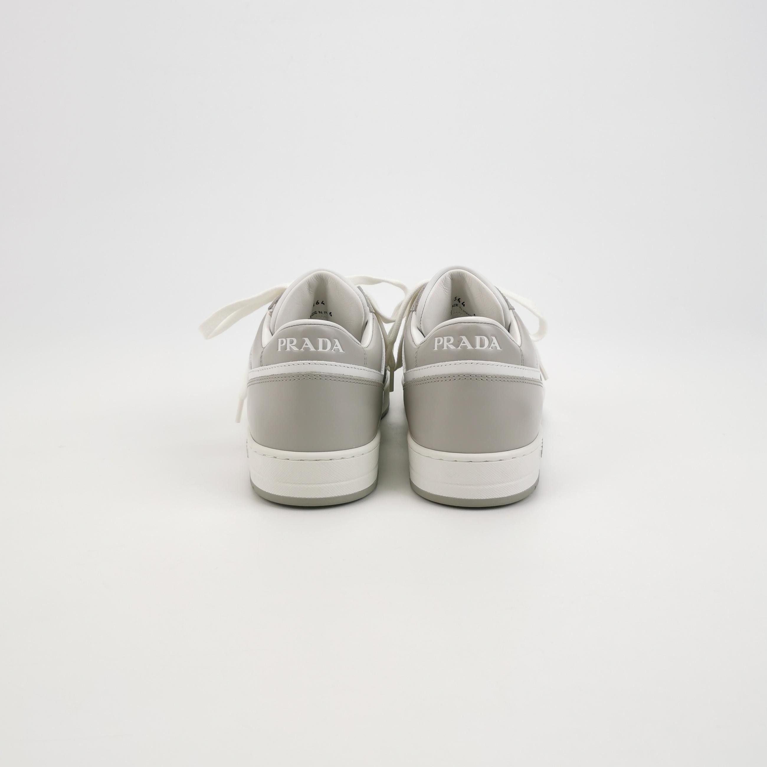Prada Prada Downtown Gray White Leather Sneakers 40 Size US 7 / EU 40 - 4 Thumbnail