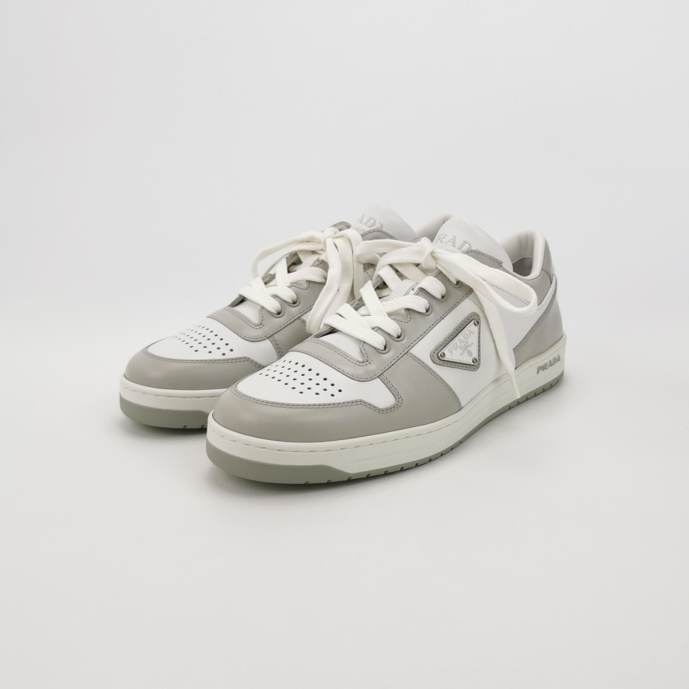 Prada Prada Downtown Gray White Leather Sneakers 40 Size US 7 / EU 40 - 2 Thumbnail