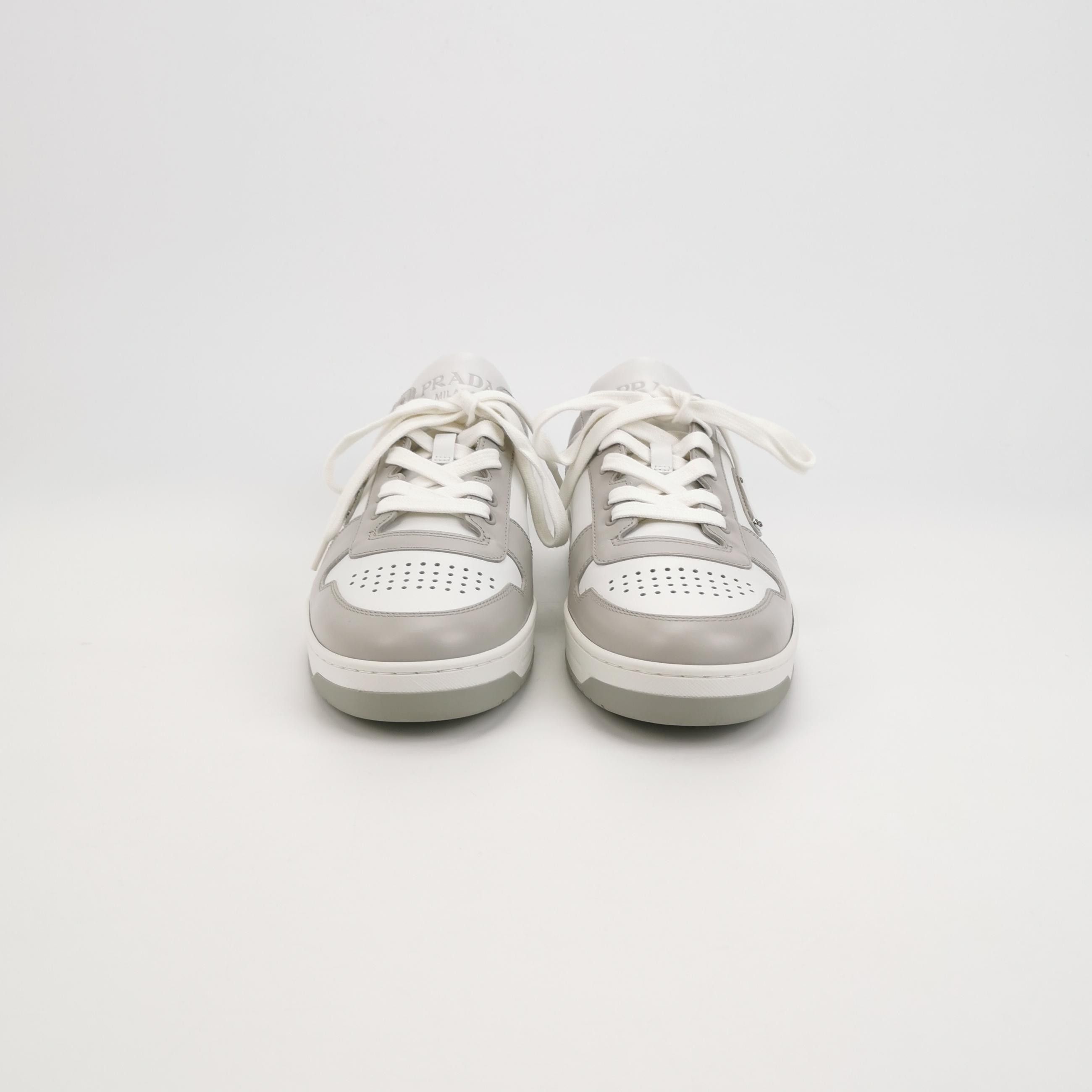 Prada Prada Downtown Gray White Leather Sneakers 40 Size US 7 / EU 40 - 3 Thumbnail
