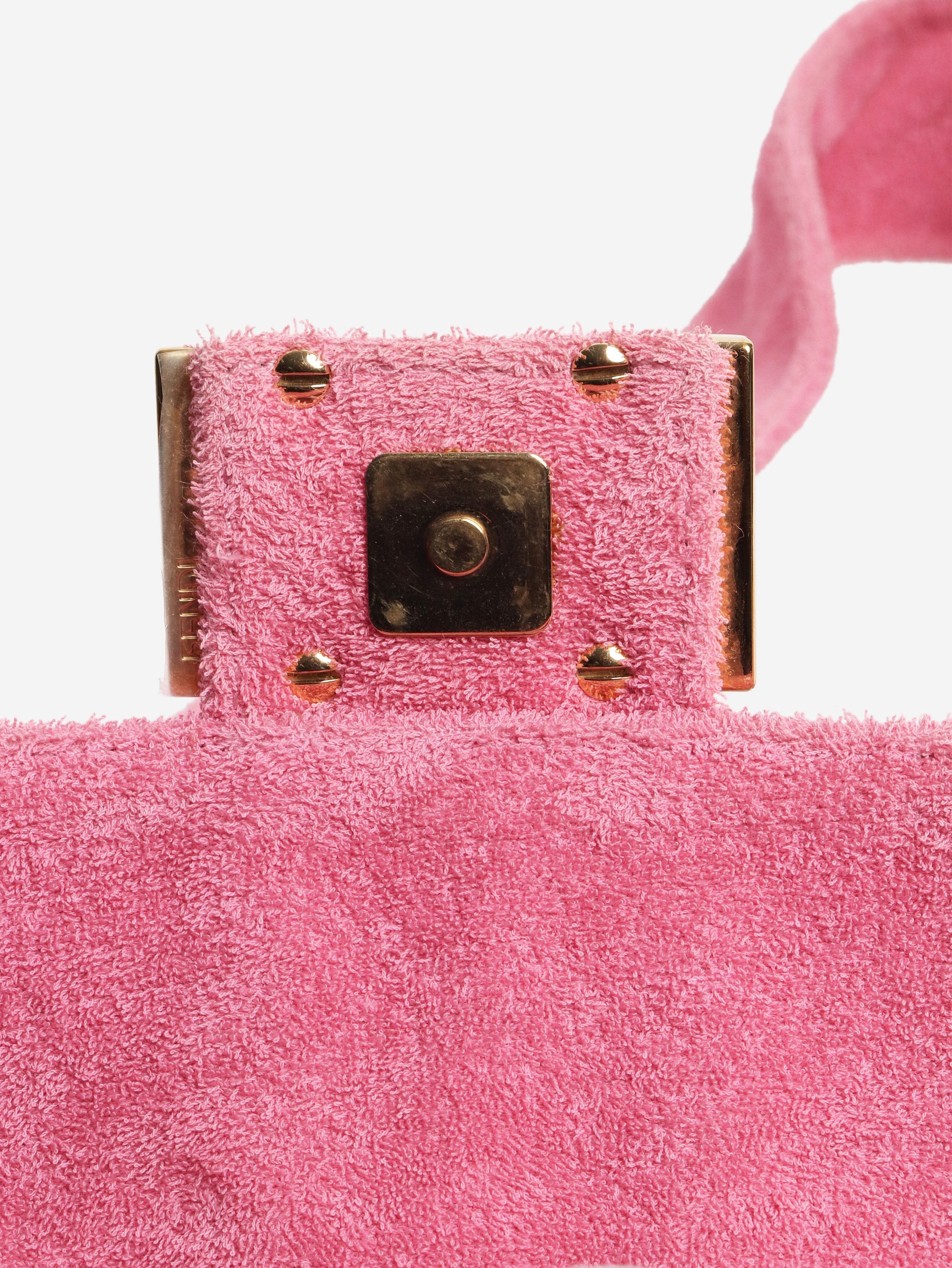 Fendi Pink embossed terry cloth baguette bag Size ONE SIZE - 6 Thumbnail