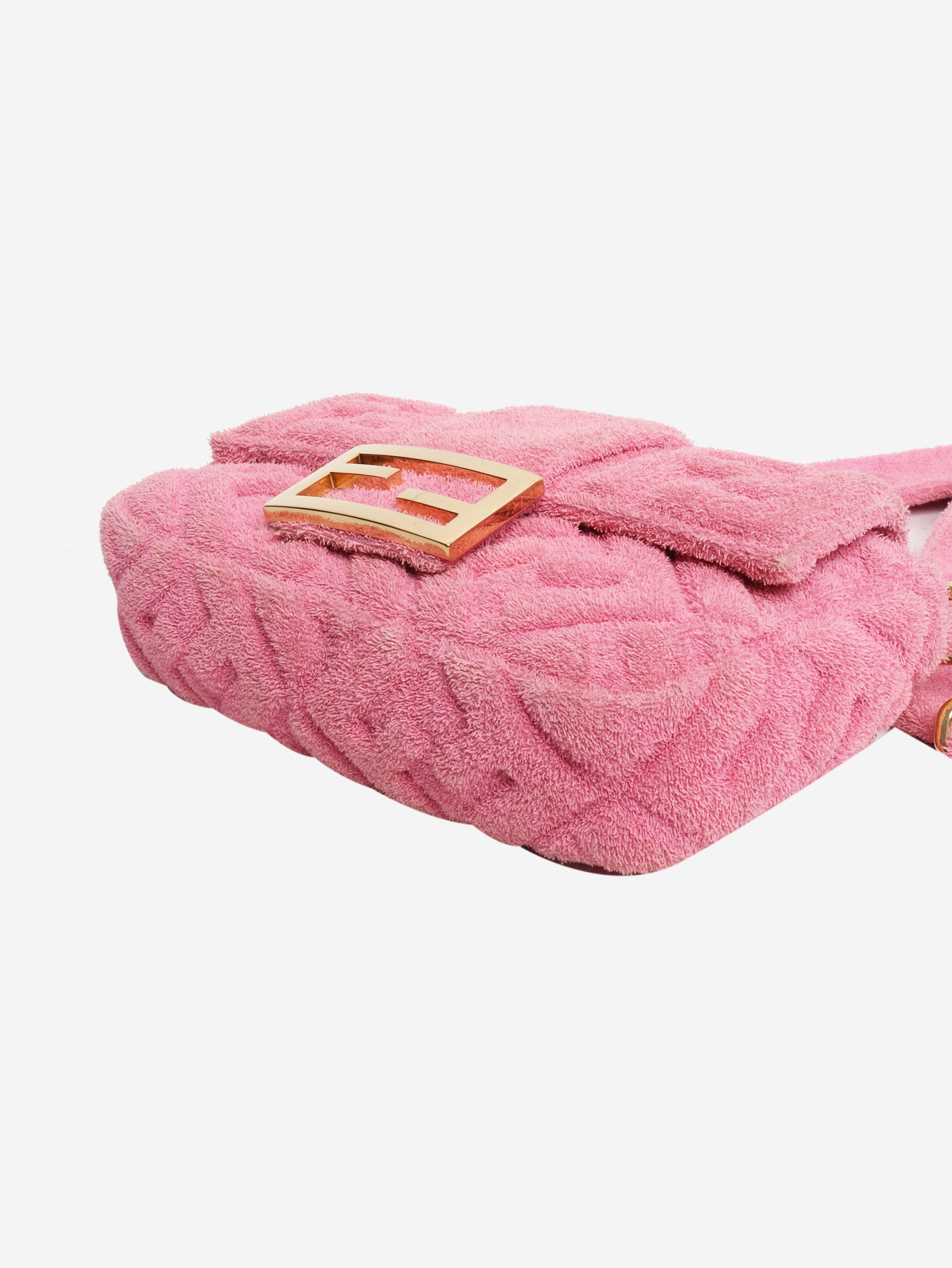 Fendi Pink embossed terry cloth baguette bag Size ONE SIZE - 3 Thumbnail