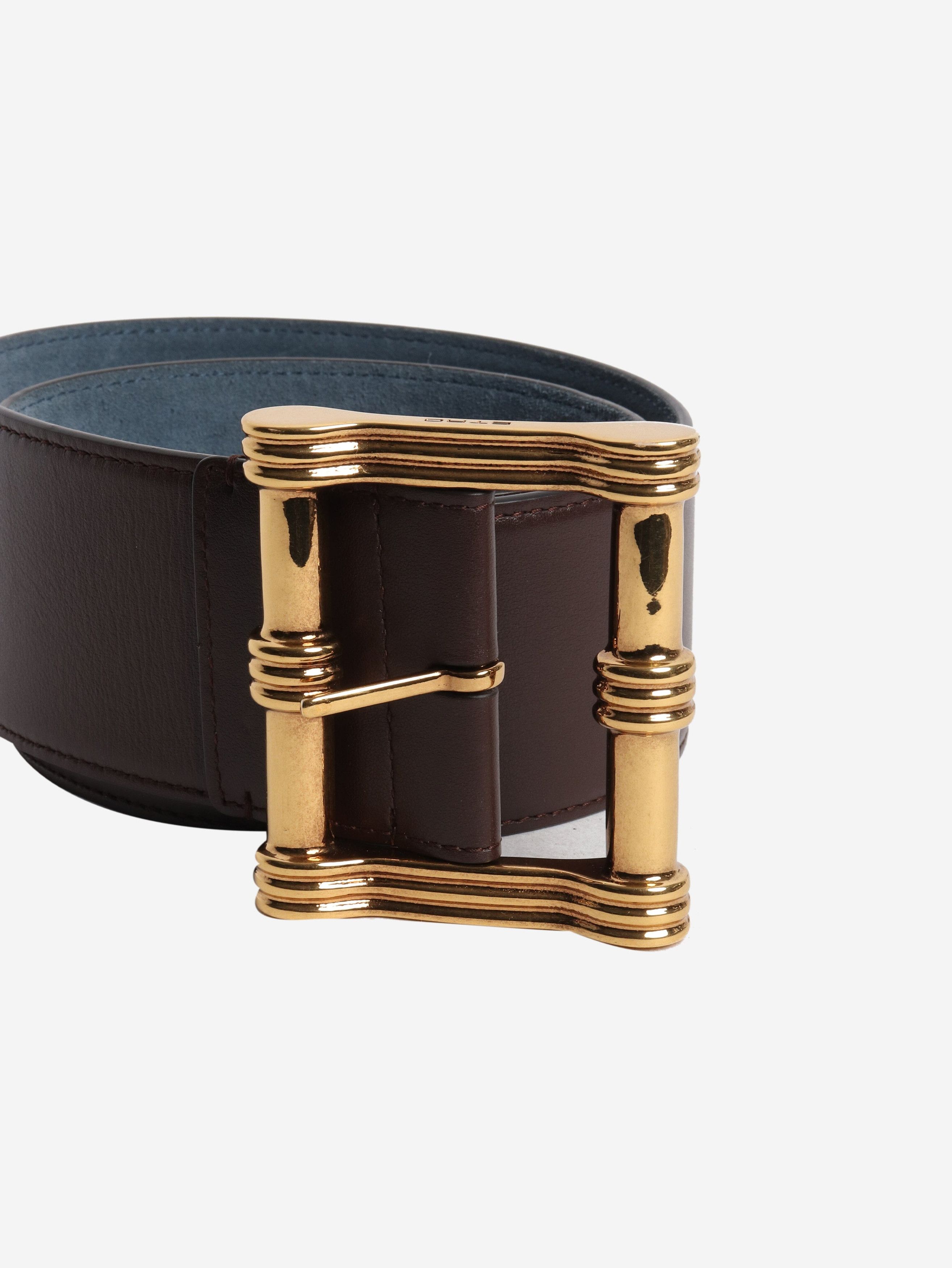 Etro Brown thick leather belt Size ONE SIZE - 2 Thumbnail