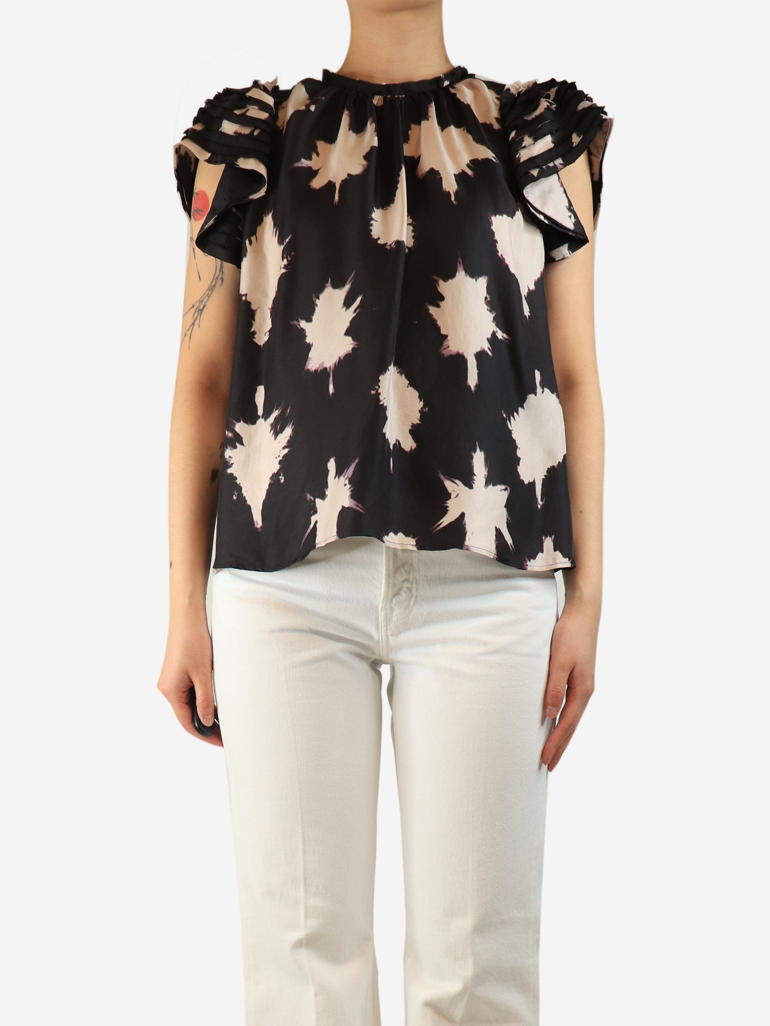 Ulla Johnson Black silk printed top - UK 10 Size M / US 6-8 / IT 42-44 - 3 Thumbnail