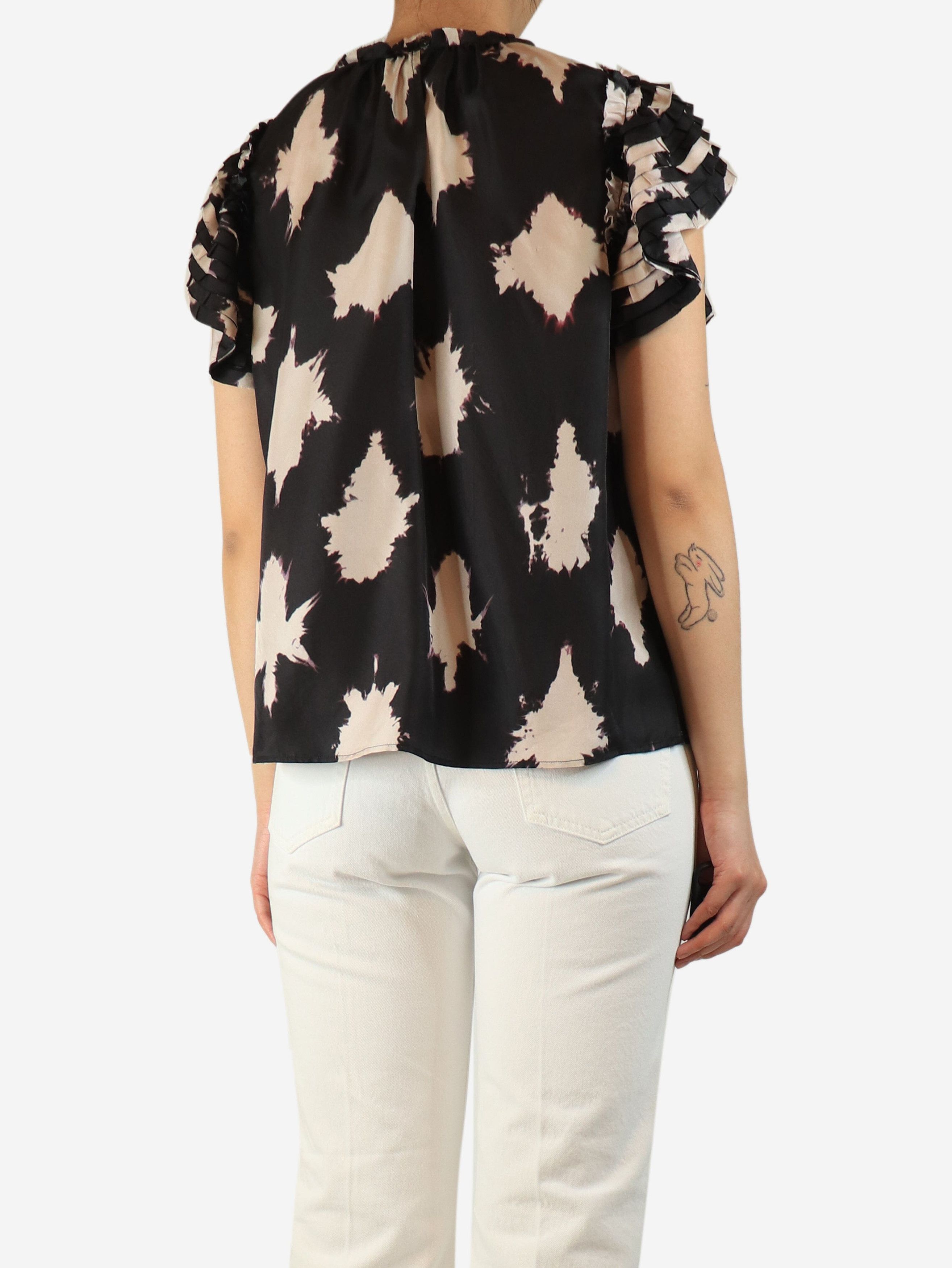 Ulla Johnson Black silk printed top - UK 10 Size M / US 6-8 / IT 42-44 - 2 Thumbnail