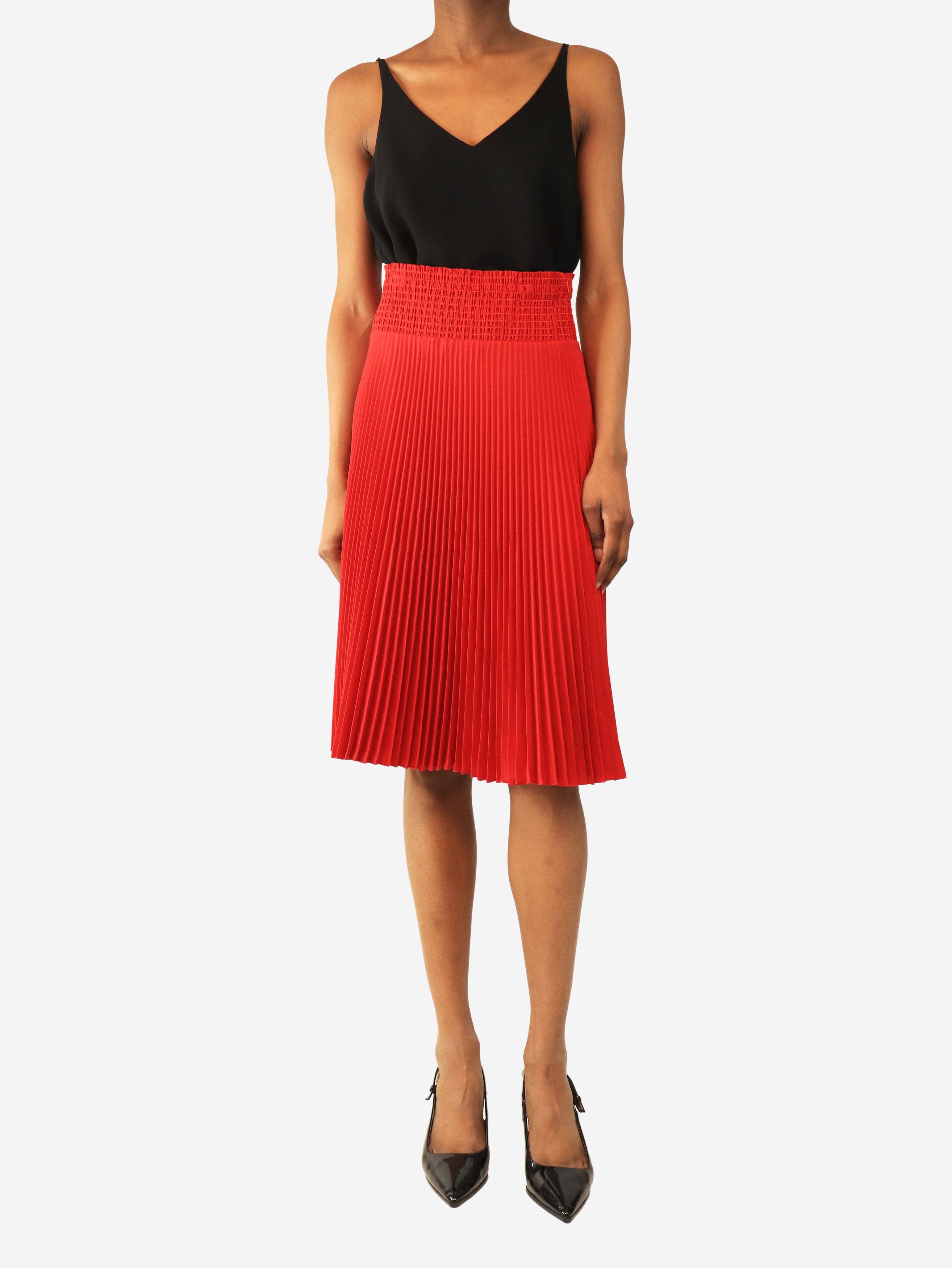 Prada Red pleated midi skirt - UK 8 Size 27" / US 4 / IT 40 - 3 Thumbnail