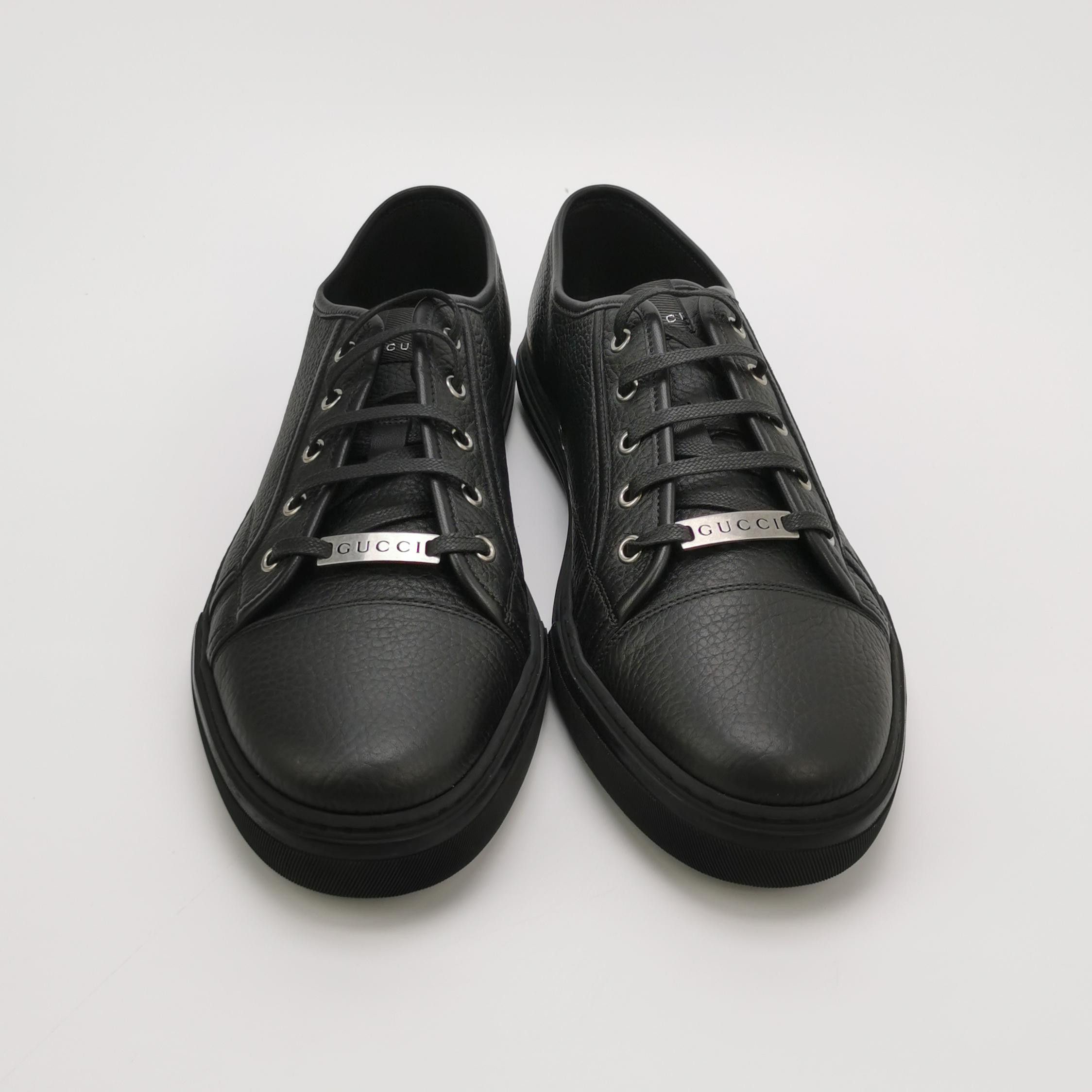 Gucci Gucci Black Leather Logo Sneakers Size 45 Size US 12 / EU 45 - 4 Thumbnail