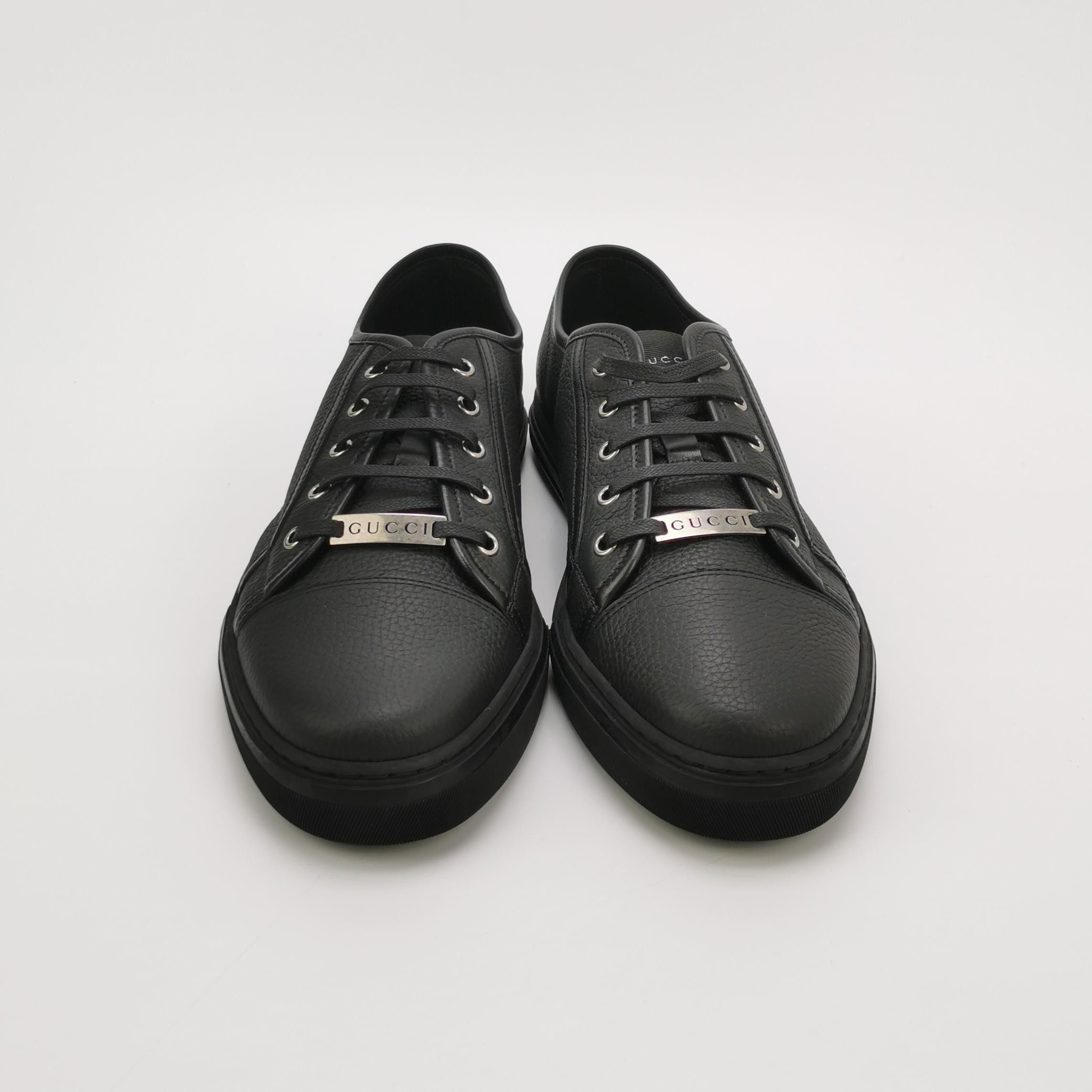 Gucci Gucci Black Pebbled Leather Low-Top Sneakers 43 Size US 10 / EU 43 - 4 Thumbnail