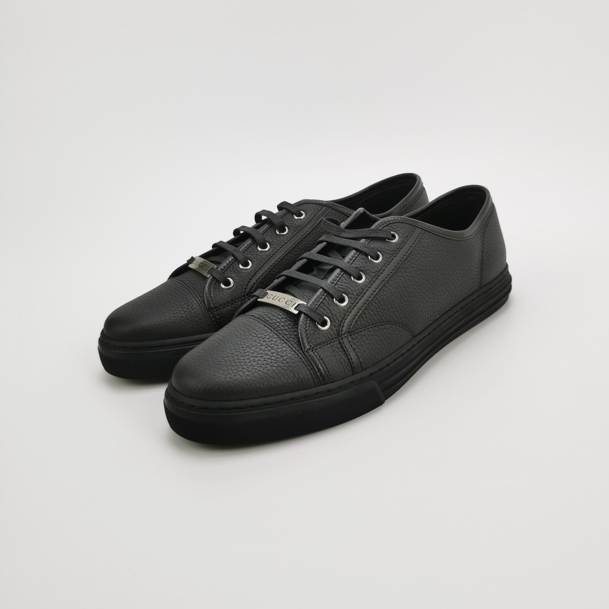 Gucci Gucci Black Pebbled Leather Low-Top Sneakers 43 Size US 10 / EU 43 - 3 Thumbnail