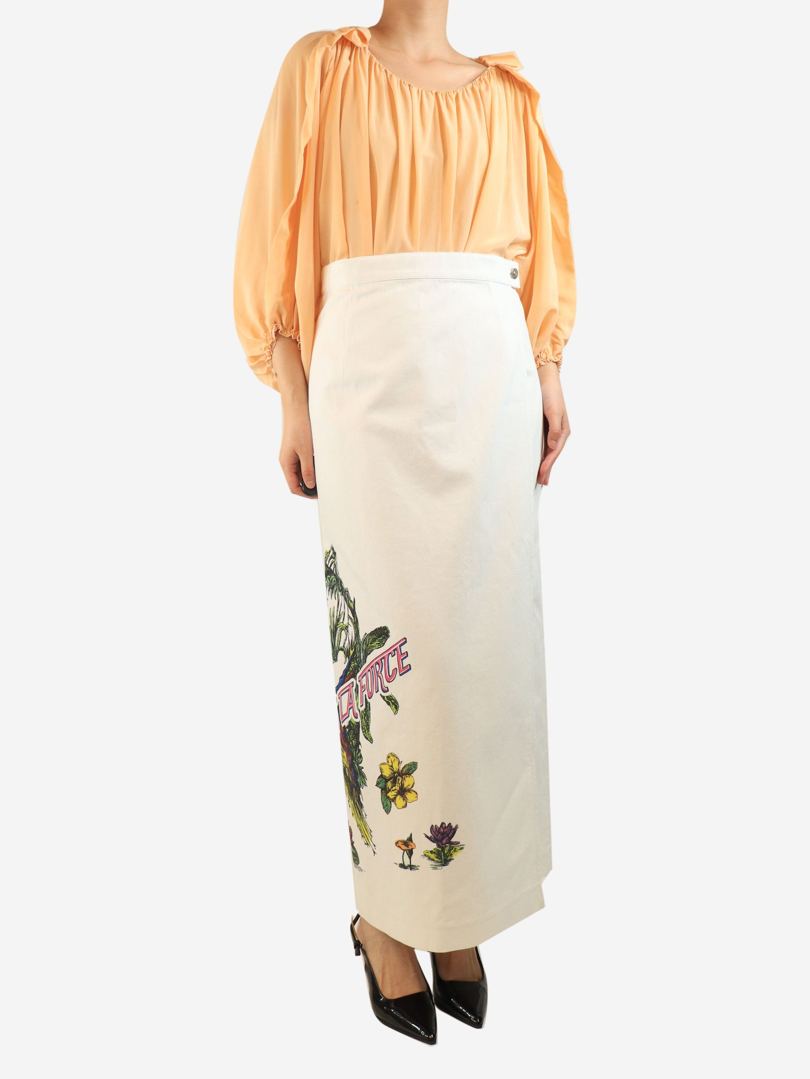Dior White floral maxi skirt - UK 16 Size 34" / US 12 / IT 48 - 4 Thumbnail