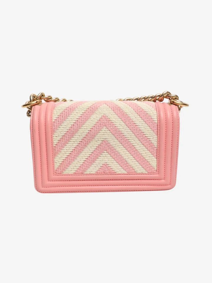 Chanel Pink and white 2017 small braided chevron Boy bag Size ONE SIZE - 3 Thumbnail