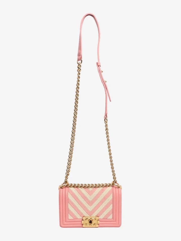Chanel Pink and white 2017 small braided chevron Boy bag Size ONE SIZE - 7 Thumbnail