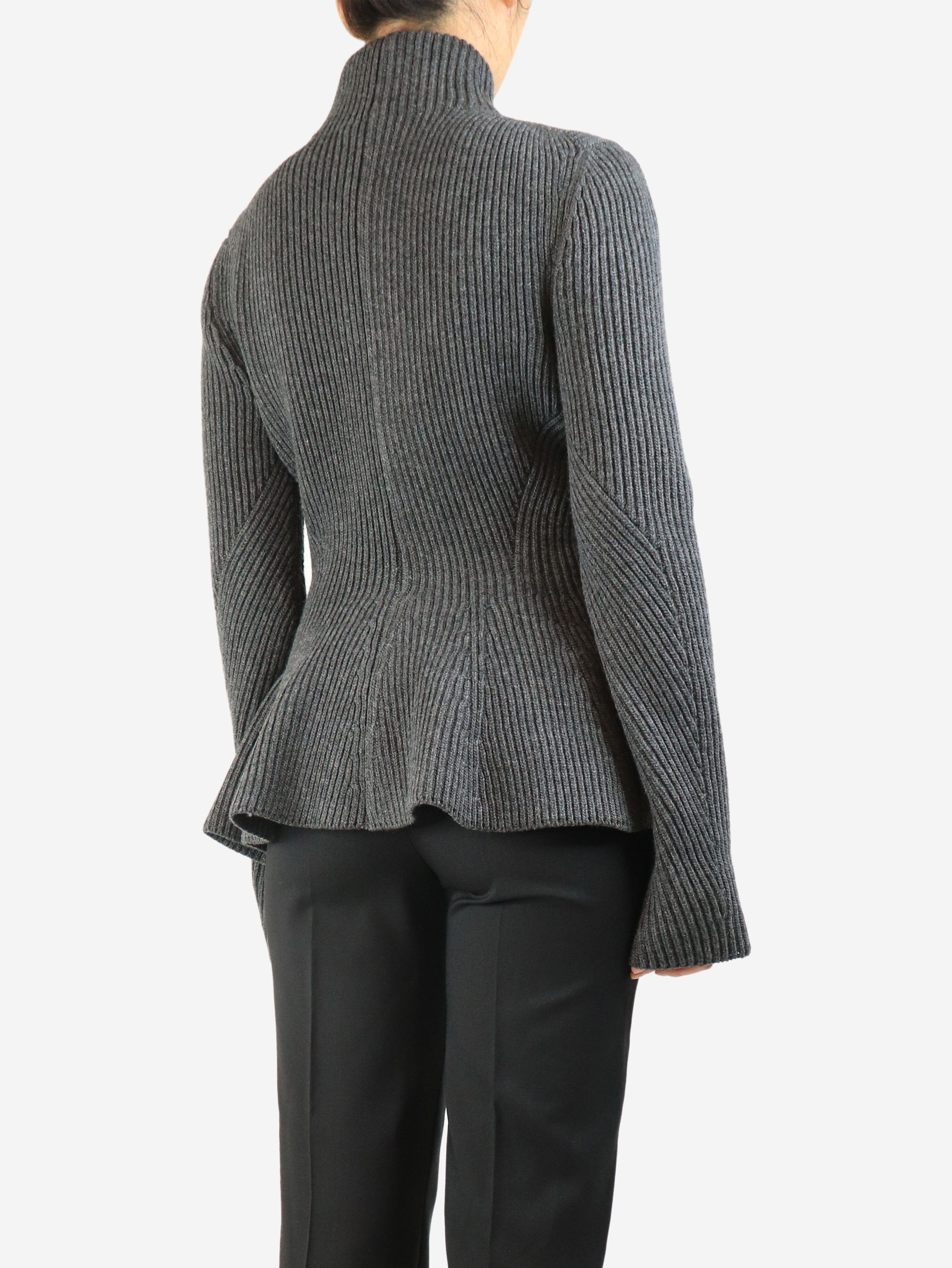 Alaia Dark grey ribbed zip cardigan - UK 12 Size M / US 6-8 / IT 42-44 - 3 Thumbnail