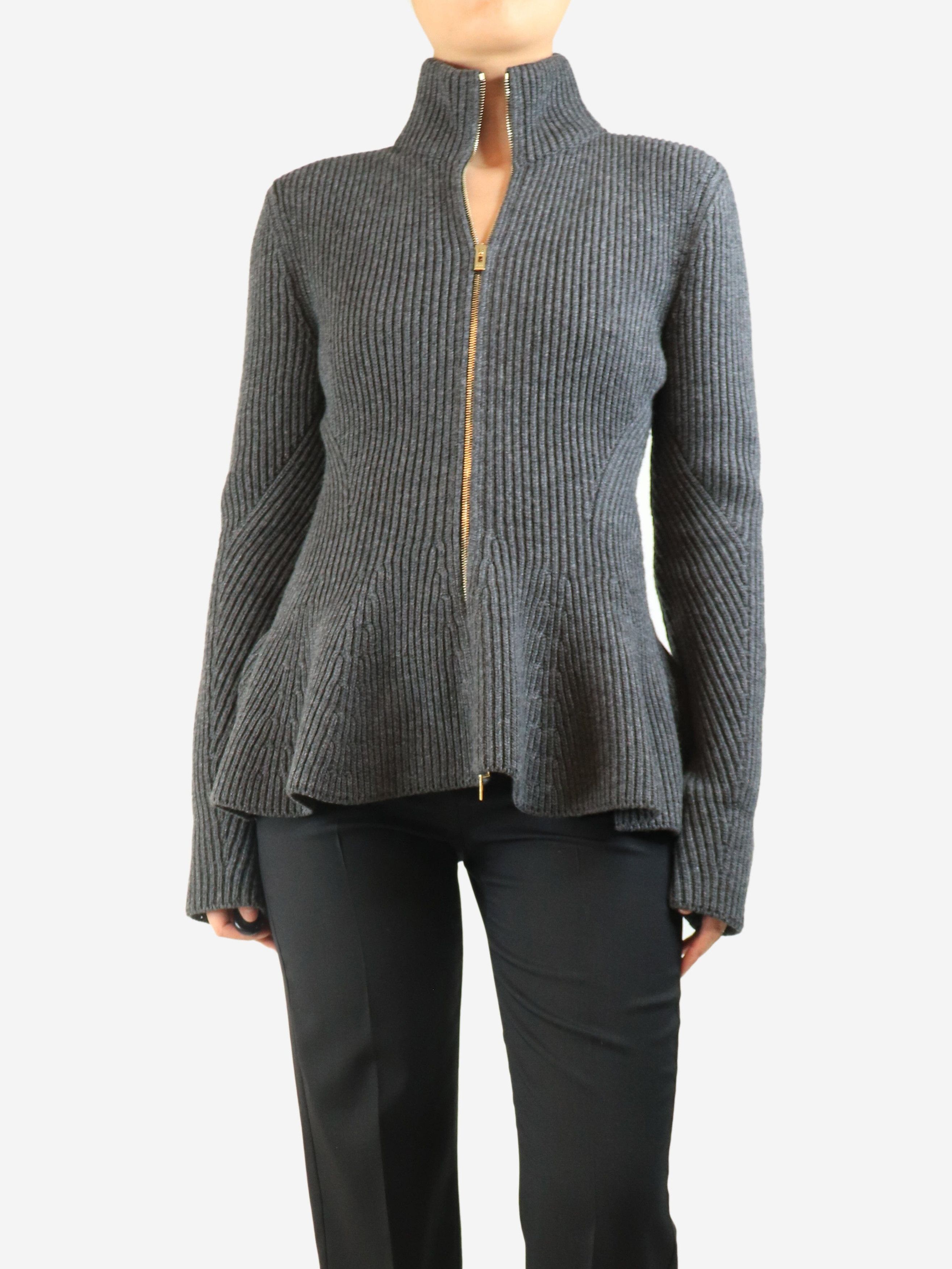 Alaia Dark grey ribbed zip cardigan - UK 12 Size M / US 6-8 / IT 42-44 - 5 Thumbnail