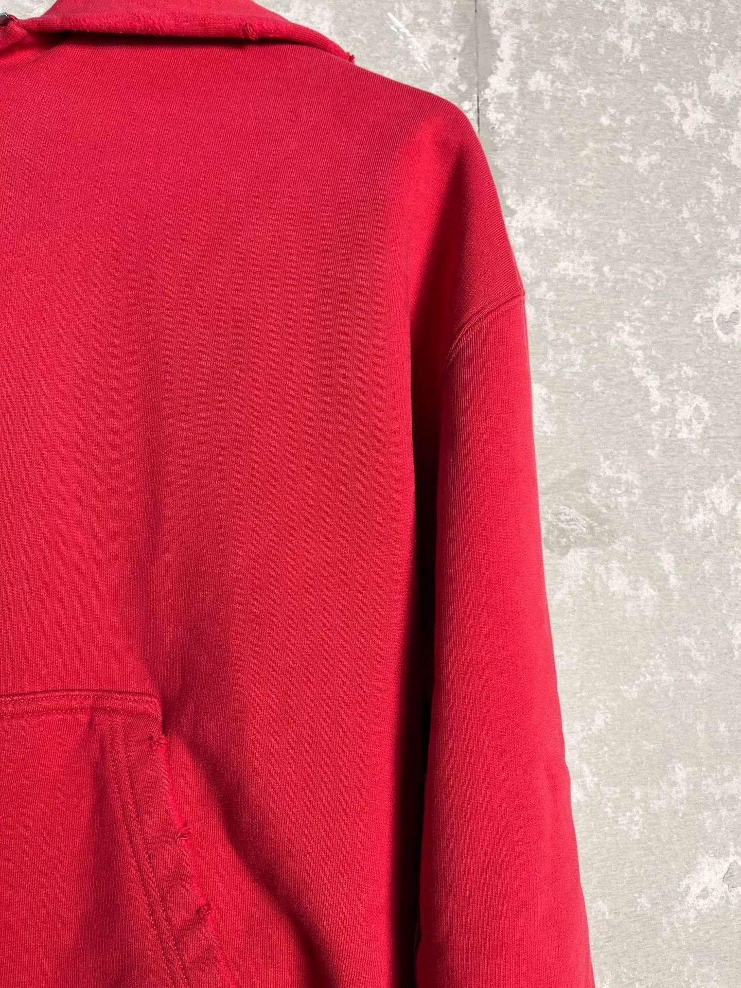 Balenciaga Balenciaga Red Logo Zip-Up Hoodie S Size US S / EU 44-46 / 1 - 5 Thumbnail