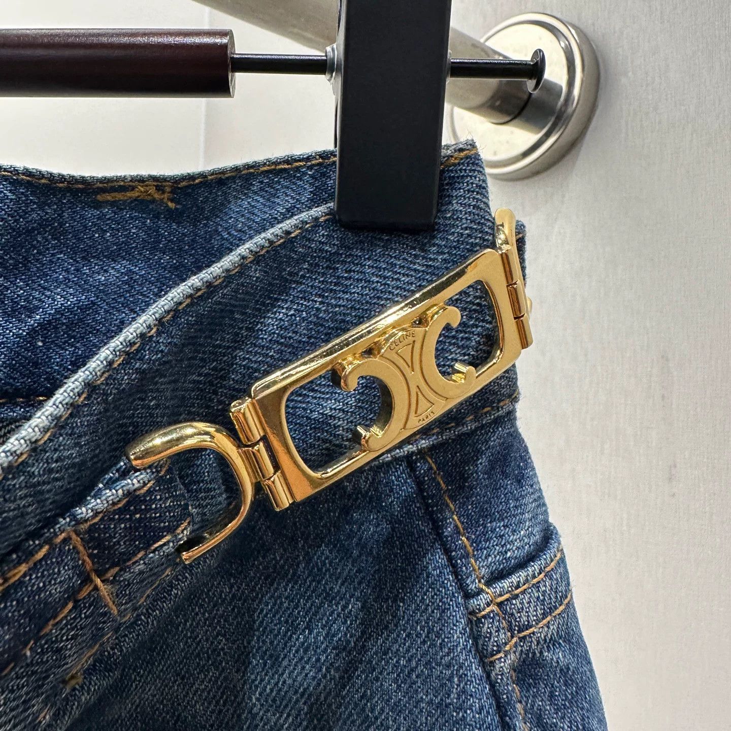Celine Celine Retro Denim Gold T-Shirt uk_28 Women Size 4XL / US 24-26 - 6 Thumbnail