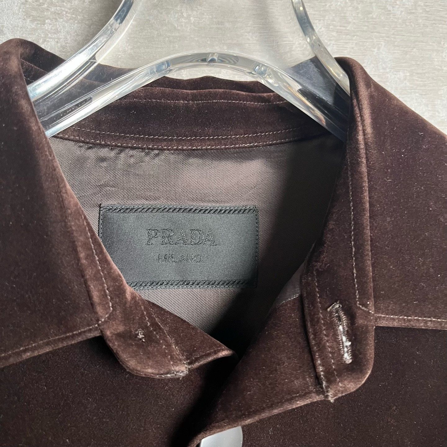 Prada Prada Brown Velvet Triangle Logo Work Jacket S Size US S / EU 44-46 / 1 - 3 Thumbnail