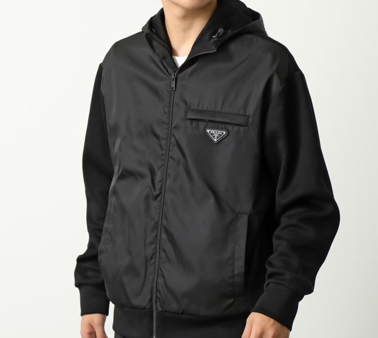 Prada Prada Black Nylon Hybrid Hooded Jacket IT 46 Size US S / EU 44-46 / 1 - 6 Thumbnail