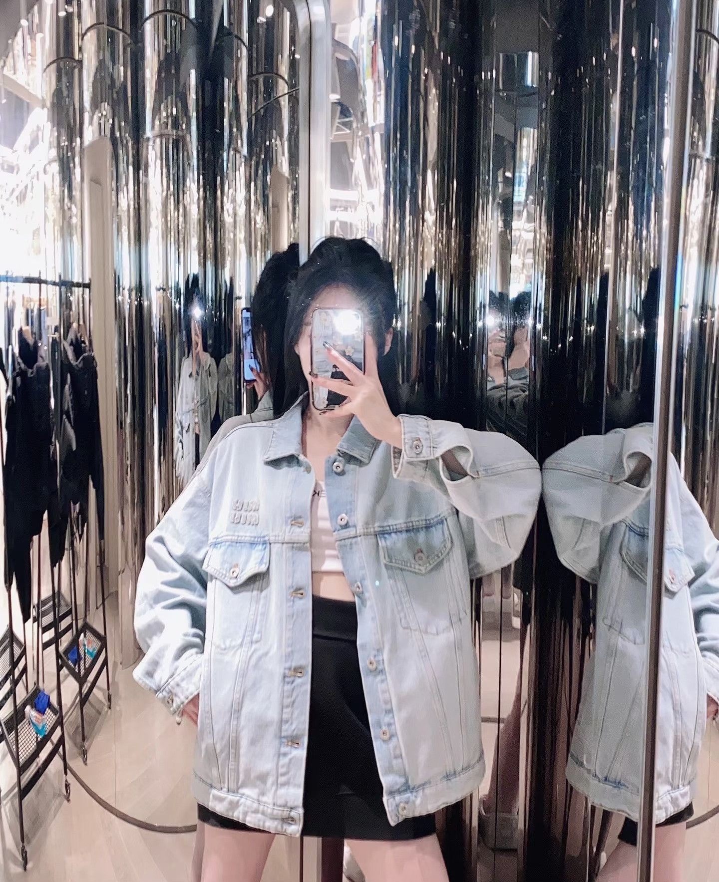 Miu Miu Miu Miu Logo Embroidered Denim Jacket Size 38 Size XS / US 0-2 / IT 36-38 - 8 Thumbnail