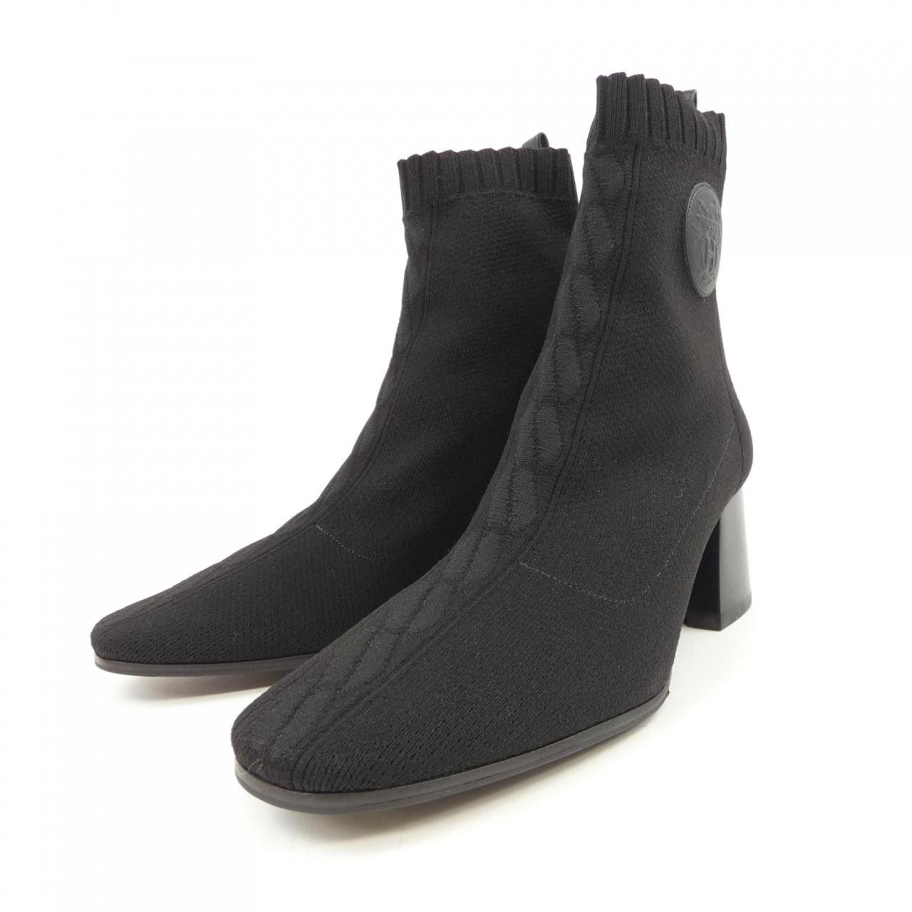 Hermes Hermes Hermès JENNA Knit Calfskin Boots Textile Shoes DUTY FREE for USA Size ONE SIZE - 3 Thumbnail