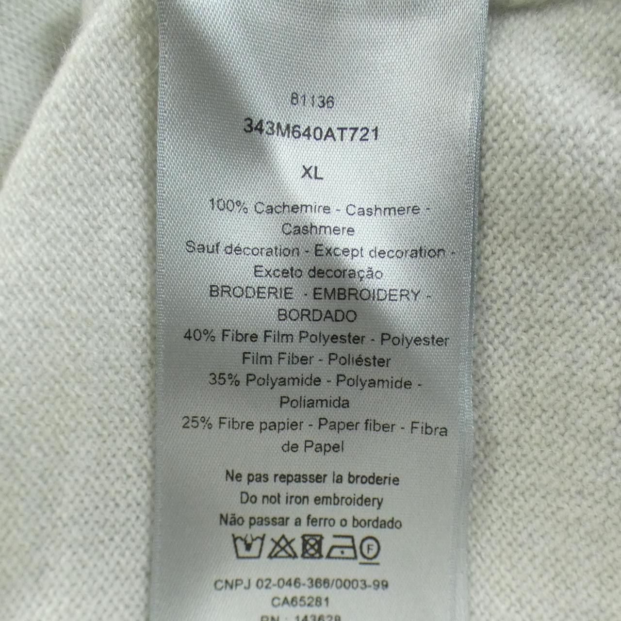 Dior Dior Dior 100% Cashmere Knit Textile Tops 343M640AT721 DUTY FREE for USA Size ONE SIZE - 3 Thumbnail