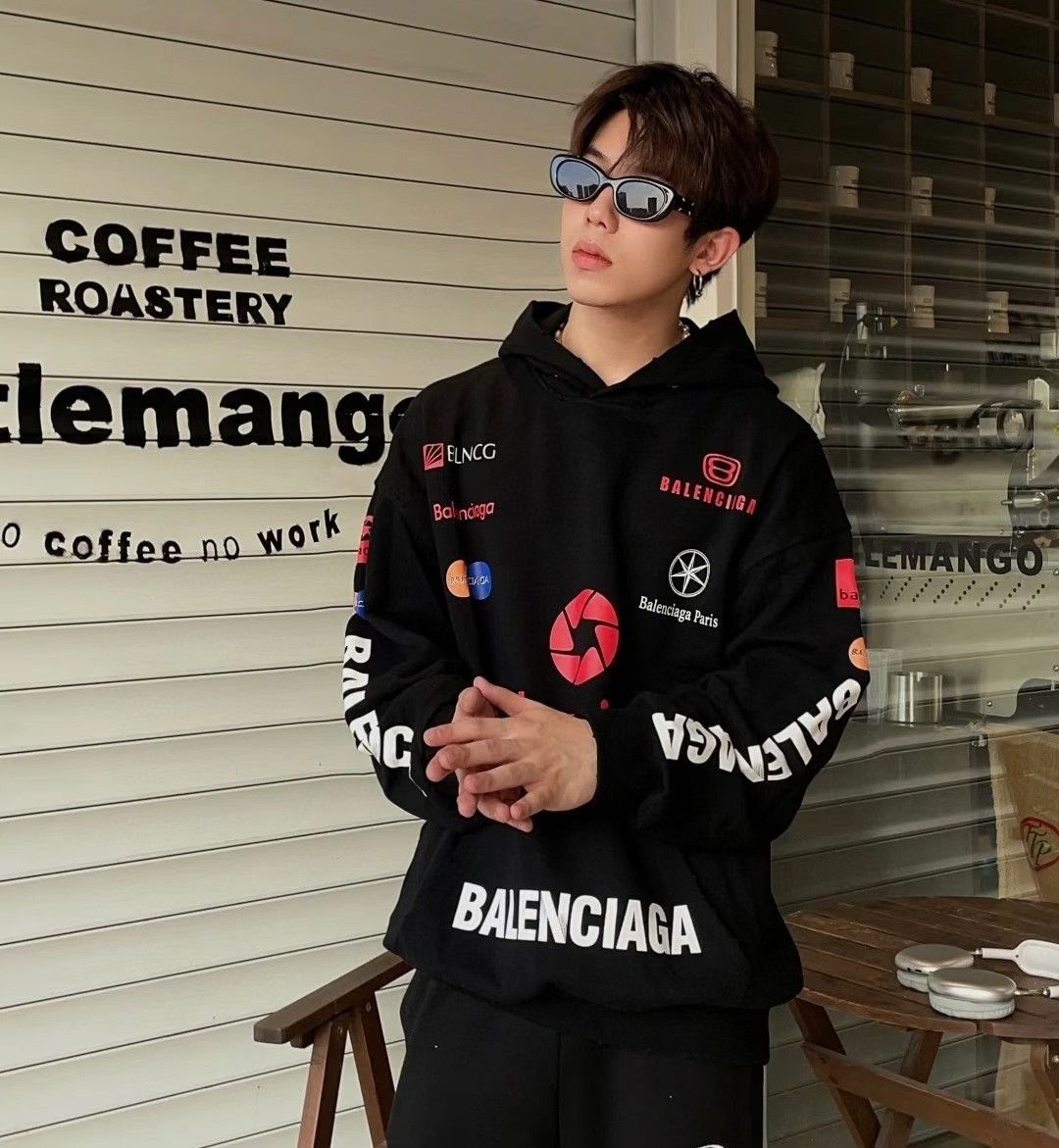 Balenciaga Balenciaga Racing Logo Printed Hoodie Size L Size US L / EU 52-54 / 3 - 6 Thumbnail