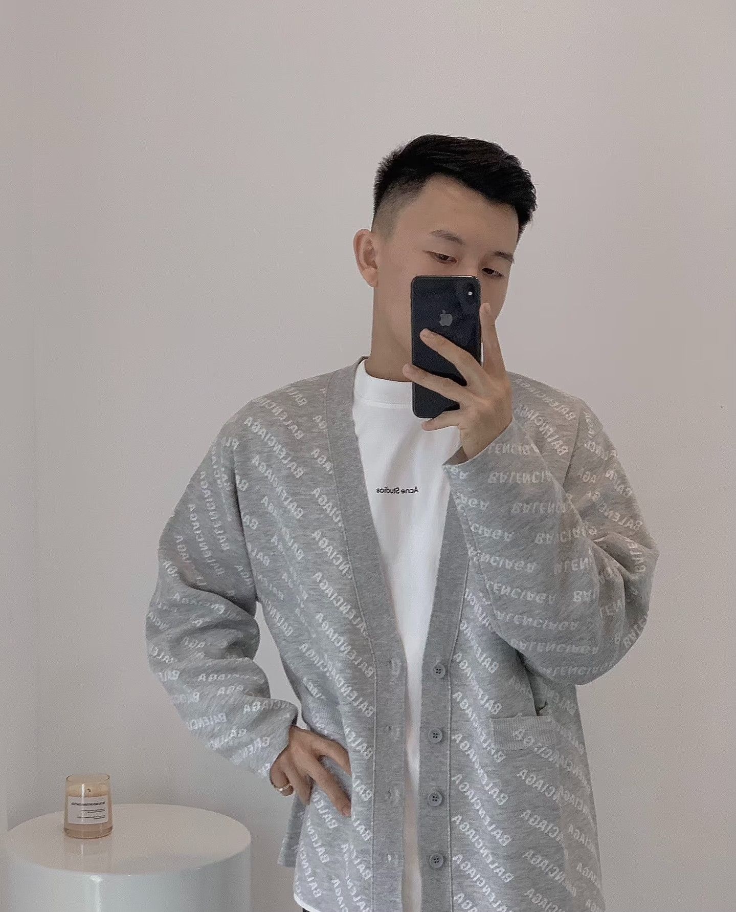 Balenciaga Balenciaga Allover Logo Knit Cardigan Size 2 Size US M / EU 48-50 / 2 - 7 Thumbnail