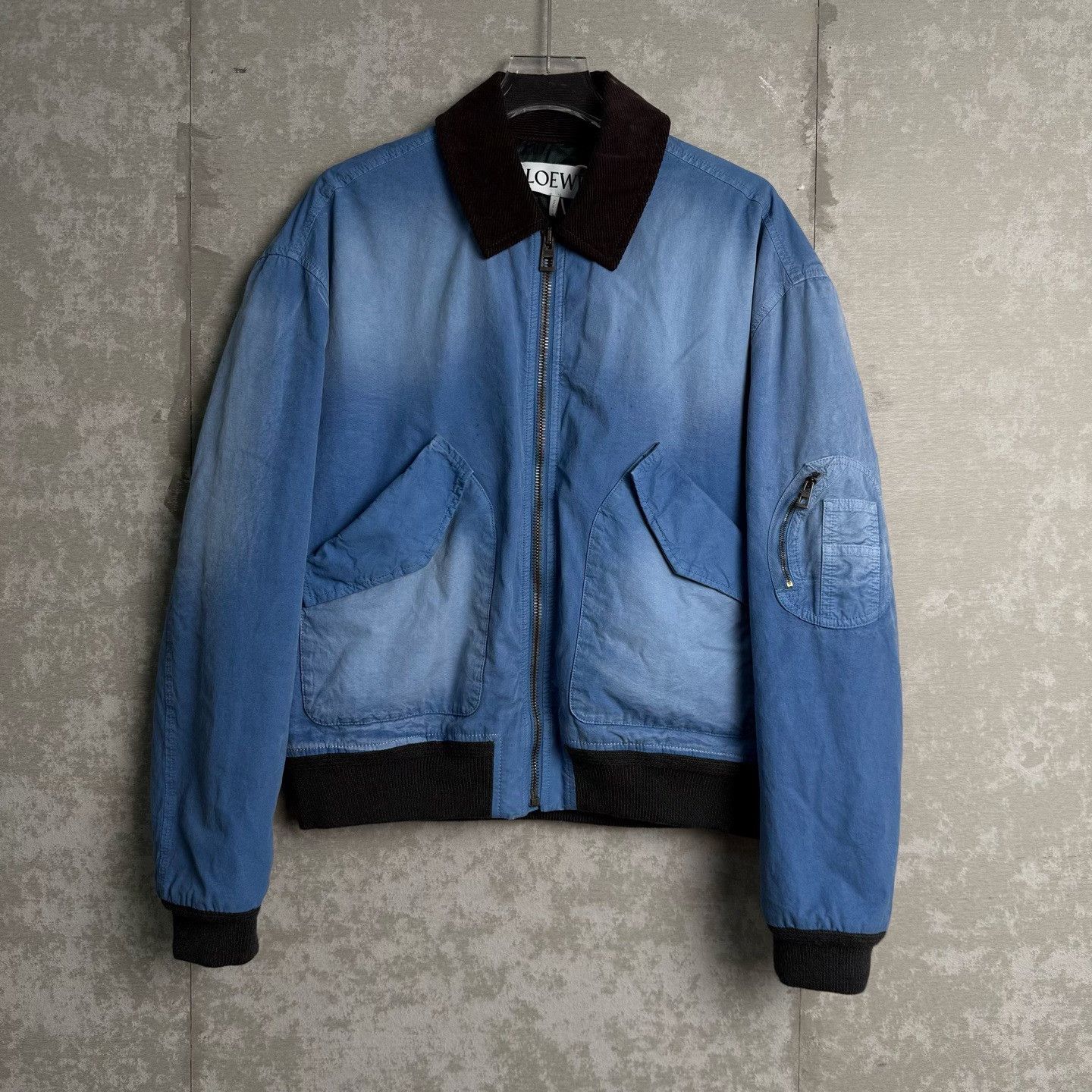 Loewe LOEWE Washed Blue Cotton Bomber Jacket 48 Size US M / EU 48-50 / 2 - 2 Thumbnail