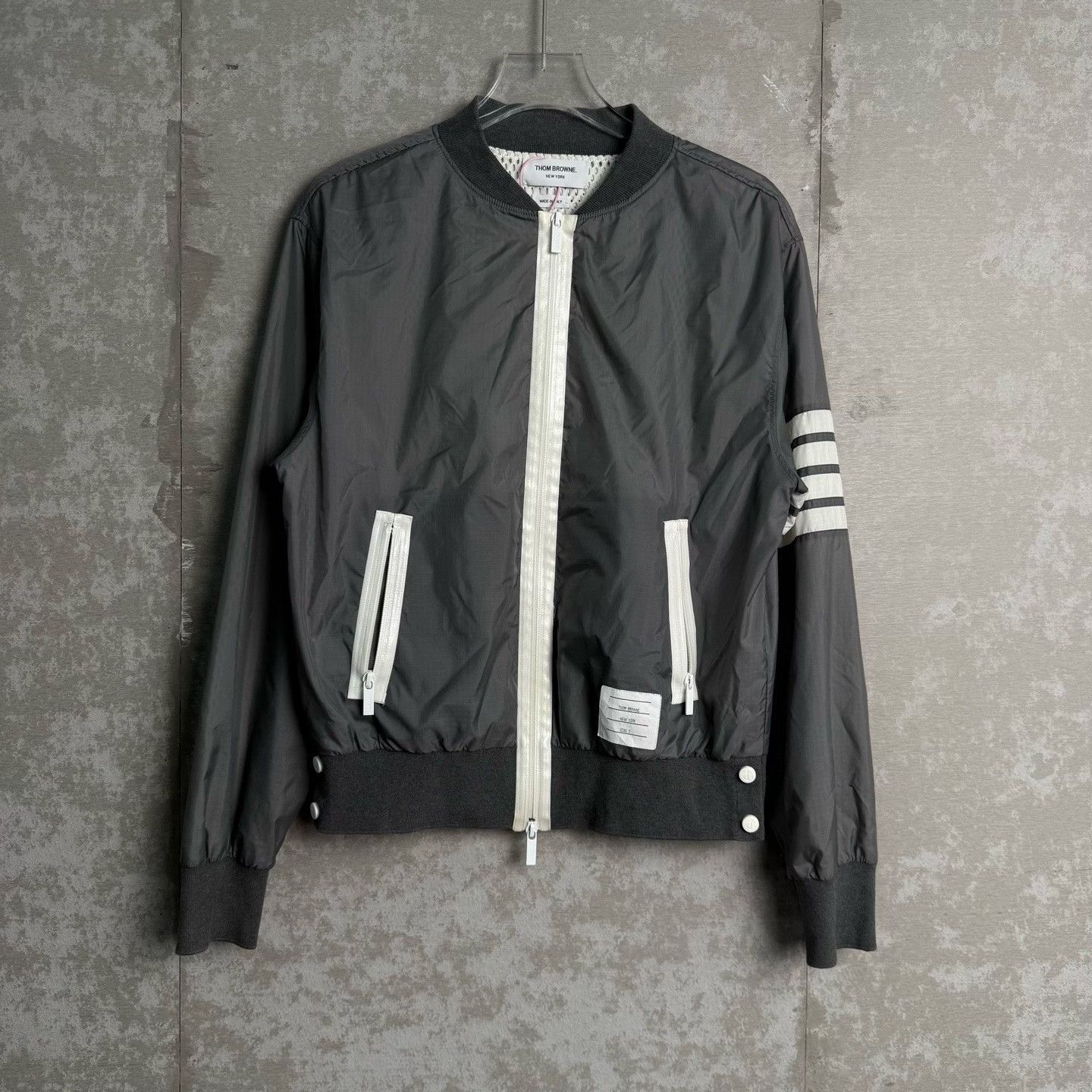 Thom Browne Thom Browne 4-Bar Gray Nylon Zip Jacket Size 2 Size US M / EU 48-50 / 2 - 2 Thumbnail