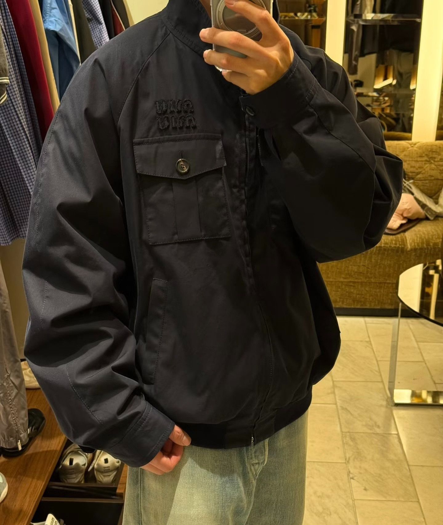 Miu Miu Miu Miu Navy Blue Logo Utility Jacket 42 Size US XS / EU 42 / 0 - 7 Thumbnail