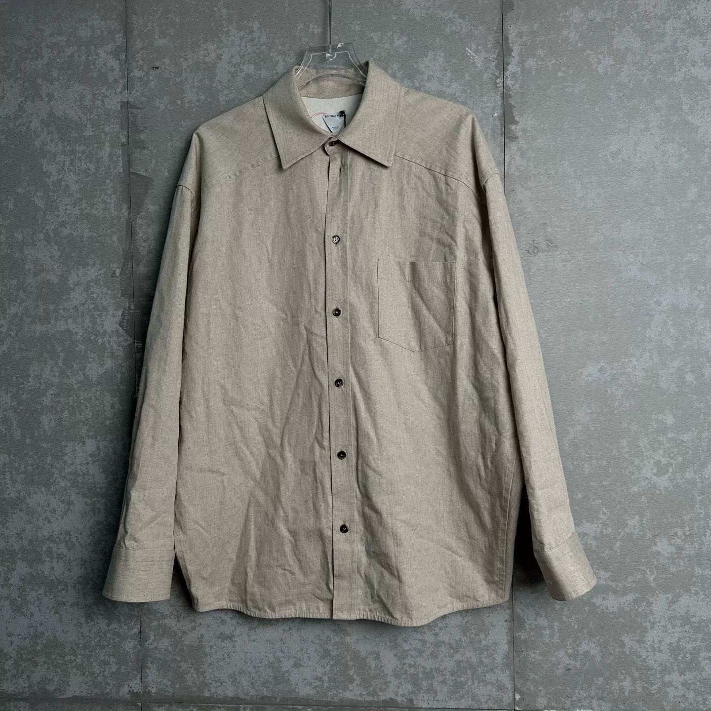Bottega Veneta Bottega Veneta Beige Linen-Blend Long Sleeve Shirt Size 44 Size US S / EU 44-46 / 1 - 2 Thumbnail