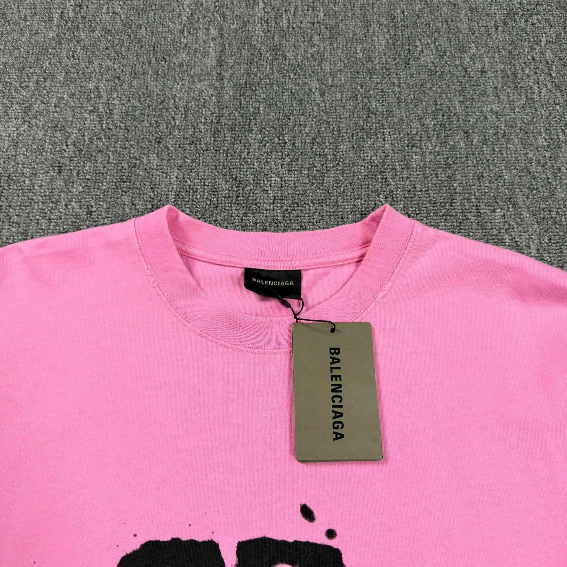Balenciaga Balenciaga Splatter Logo T-Shirt Pink M Size US M / EU 48-50 / 2 - 4 Thumbnail