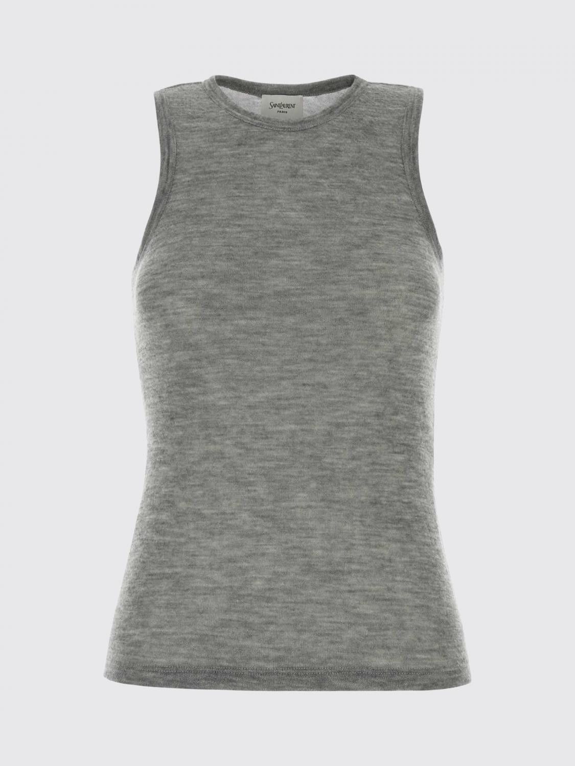 Saint Laurent Paris Saint Laurent T-Shirt Woman Grey Size L / US 10 / IT 46 - 2 Thumbnail