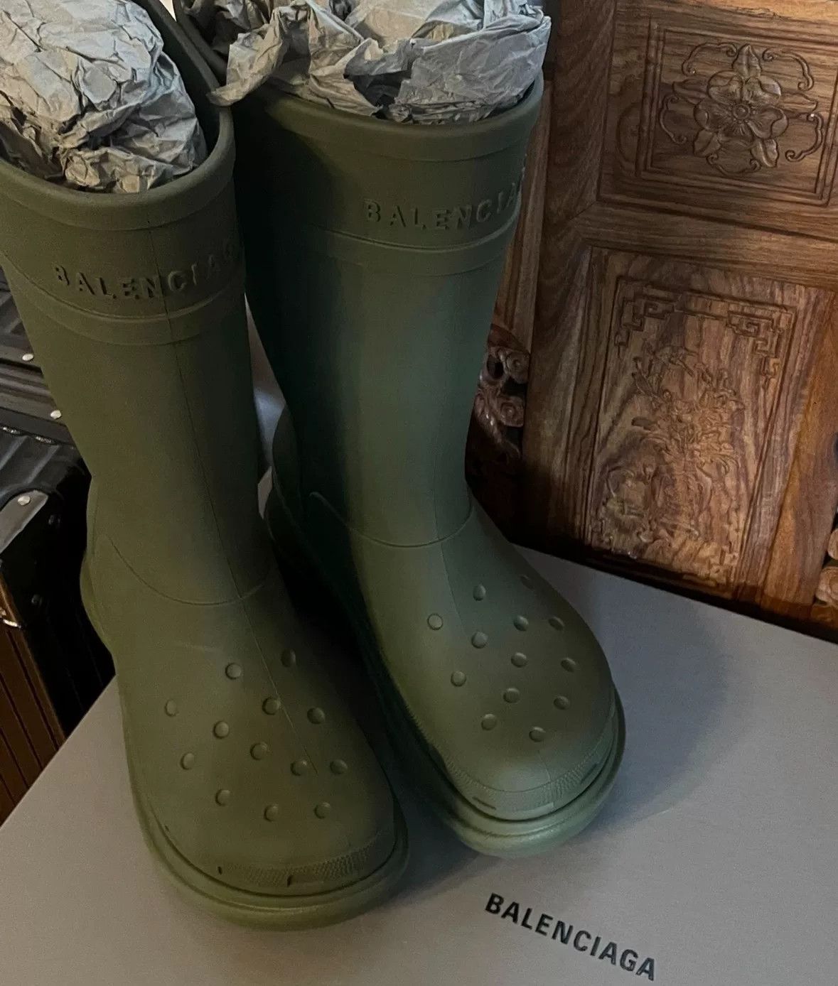 Balenciaga Balenciaga Olive Crocs Boots Size 42 Size US 9 / EU 42 - 3 Thumbnail