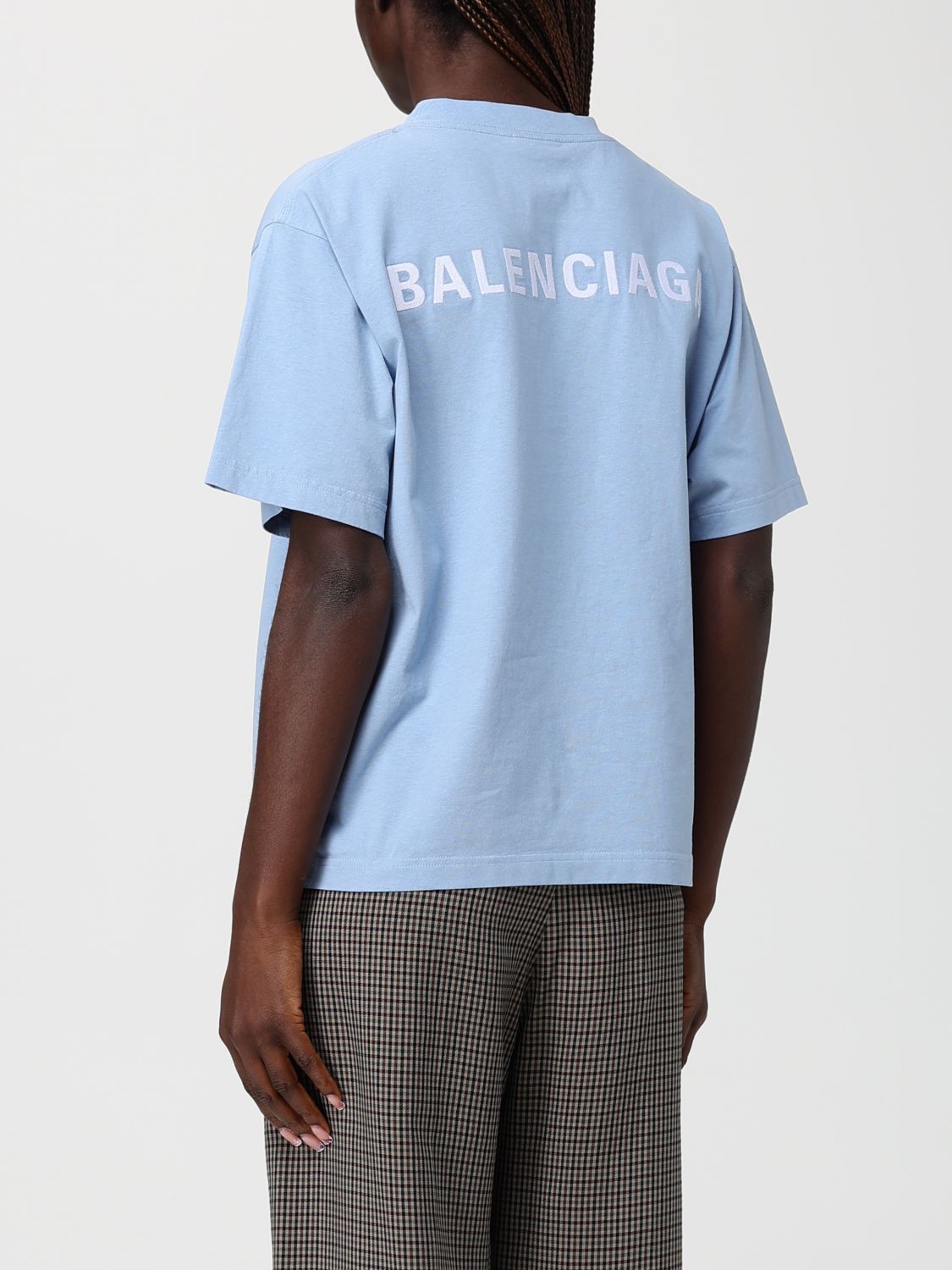 Balenciaga Balenciaga T-Shirt Woman Gnawed Blue Size L / US 10 / IT 46 - 3 Thumbnail