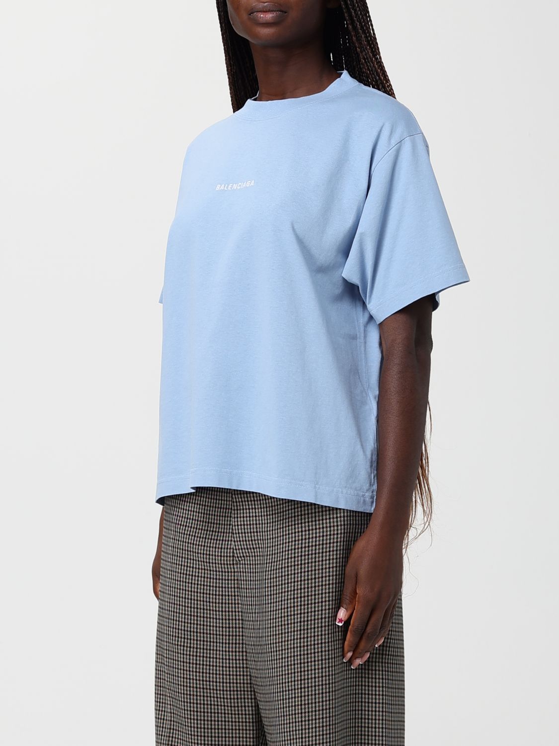 Balenciaga Balenciaga T-Shirt Woman Gnawed Blue Size L / US 10 / IT 46 - 4 Thumbnail