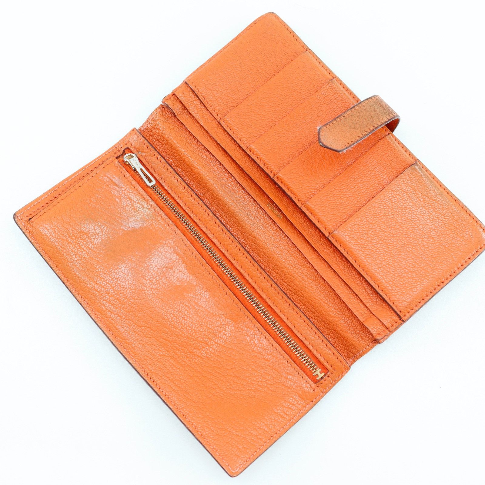 Hermes Hermes Hermes Bearn Soufflet Chevre Long Wallet Leather Long Wallet Stamp M (2009) DUTY FREE for USA Size ONE SIZE - 5 Thumbnail