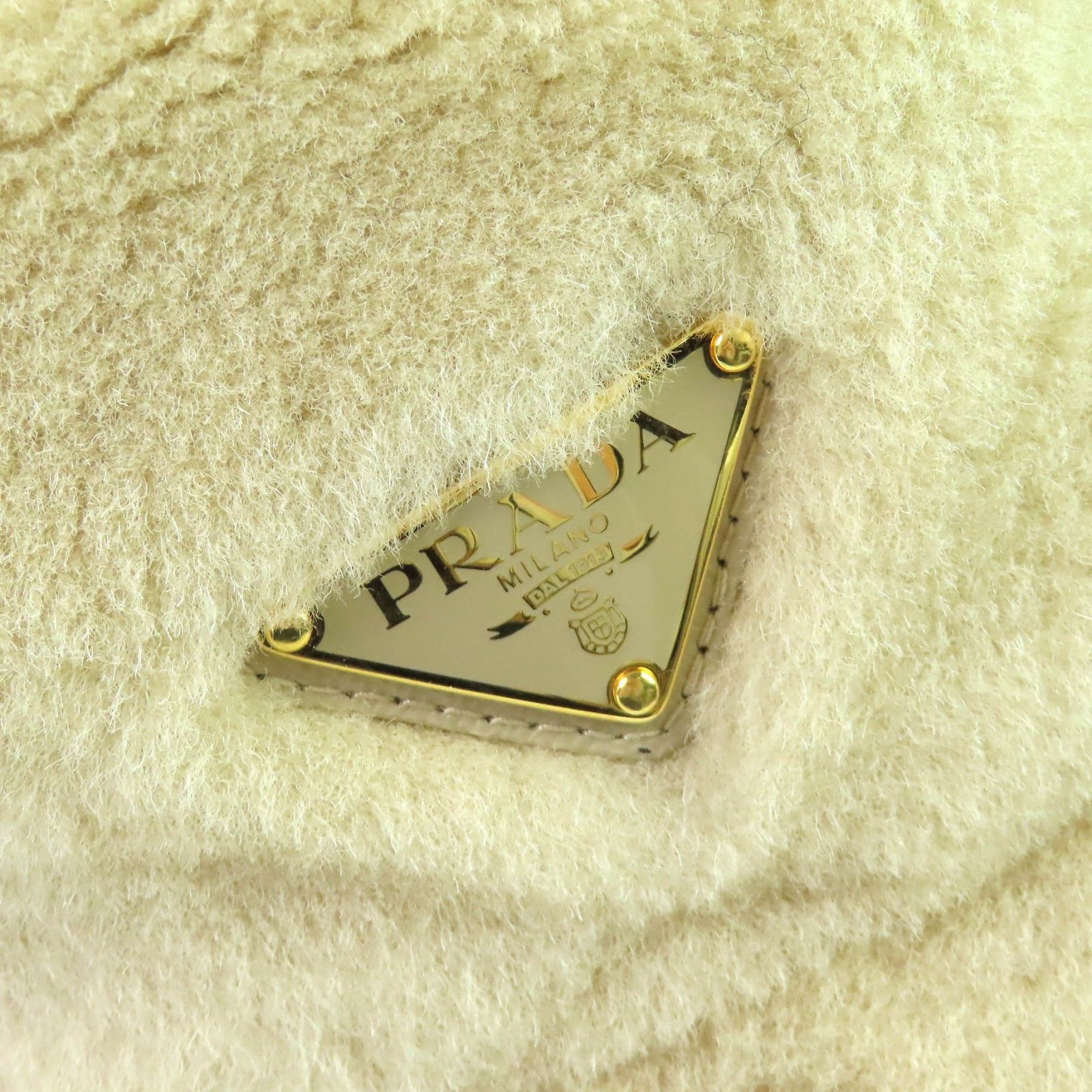 Prada Prada Prada Triangle logo Sheepskin Bucket Hat Fur Hats 1HC137 DUTY FREE for USA Size ONE SIZE - 6 Thumbnail