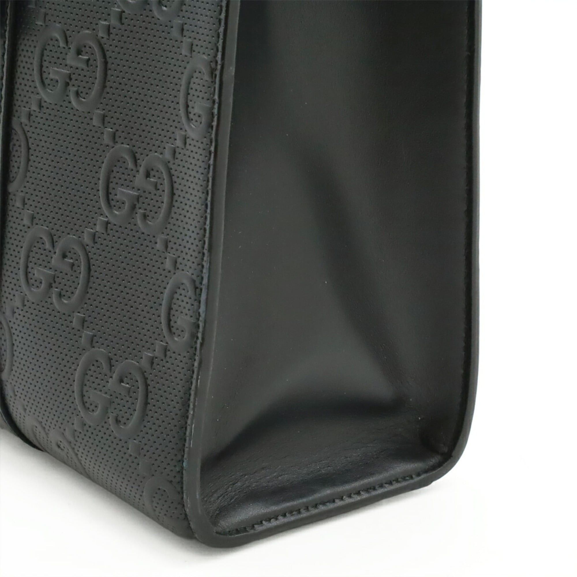 Gucci GUCCI GG Embossed Tote Bag, Leather, Black, 700421 Size ONE SIZE - 10 Thumbnail