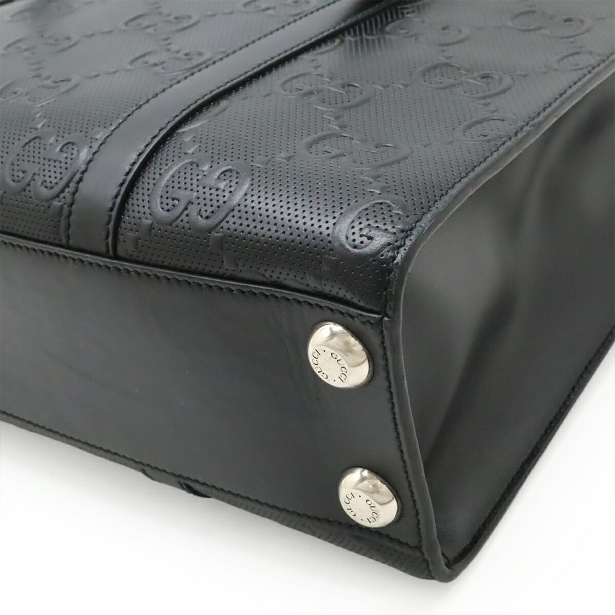Gucci GUCCI GG Embossed Tote Bag, Leather, Black, 700421 Size ONE SIZE - 4 Thumbnail