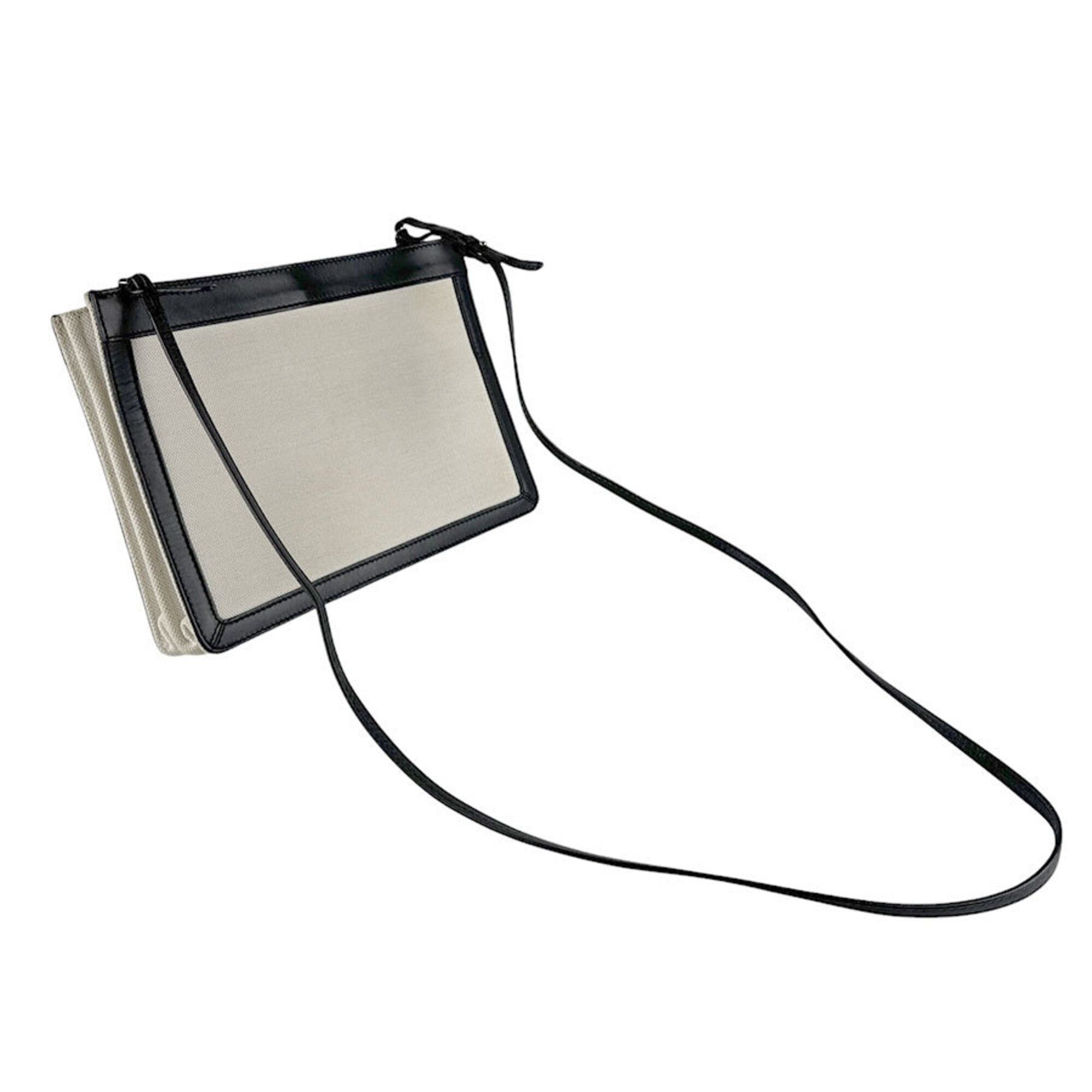 Balenciaga Balenciaga Shoulder Bag Navy Pochette Canvas Leather Black Ivory Women's z9533 Size ONE SIZE - 11 Thumbnail