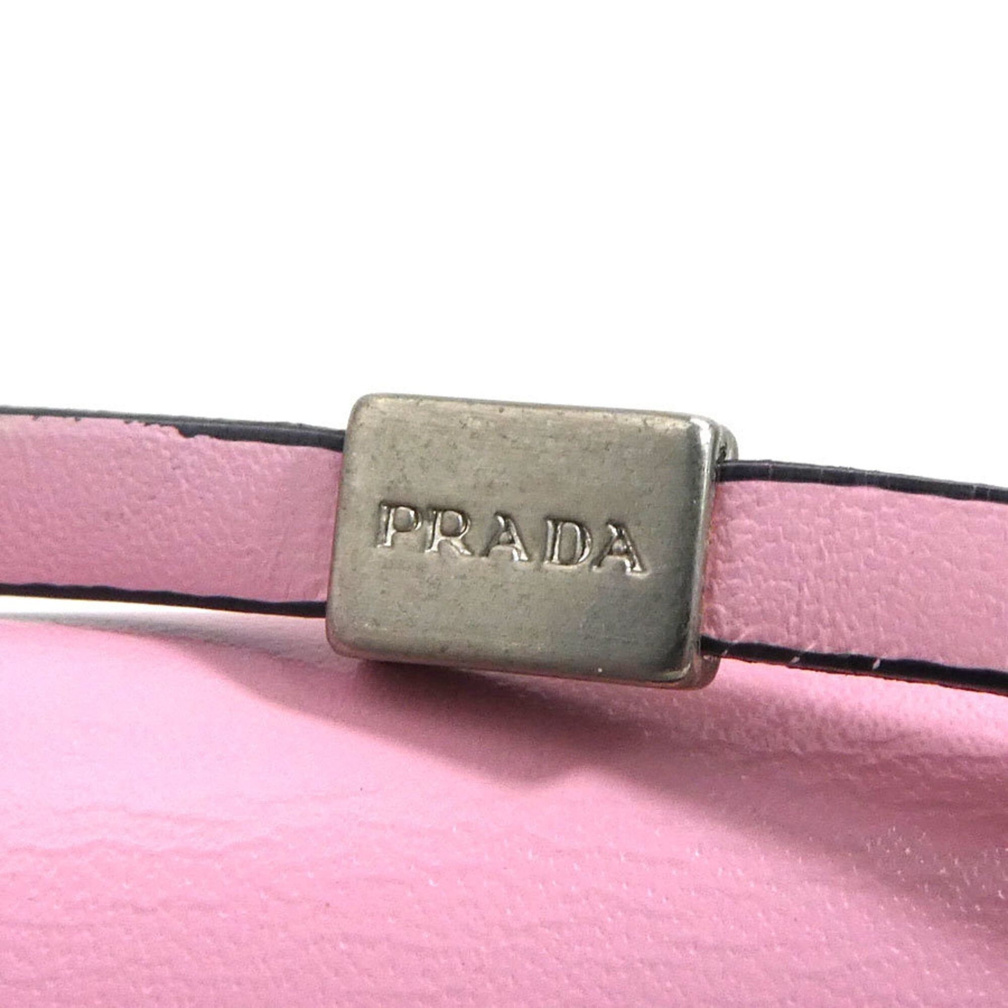 Prada Prada Pochette Leather Pink Silver Women's e61826a Size ONE SIZE - 12 Thumbnail